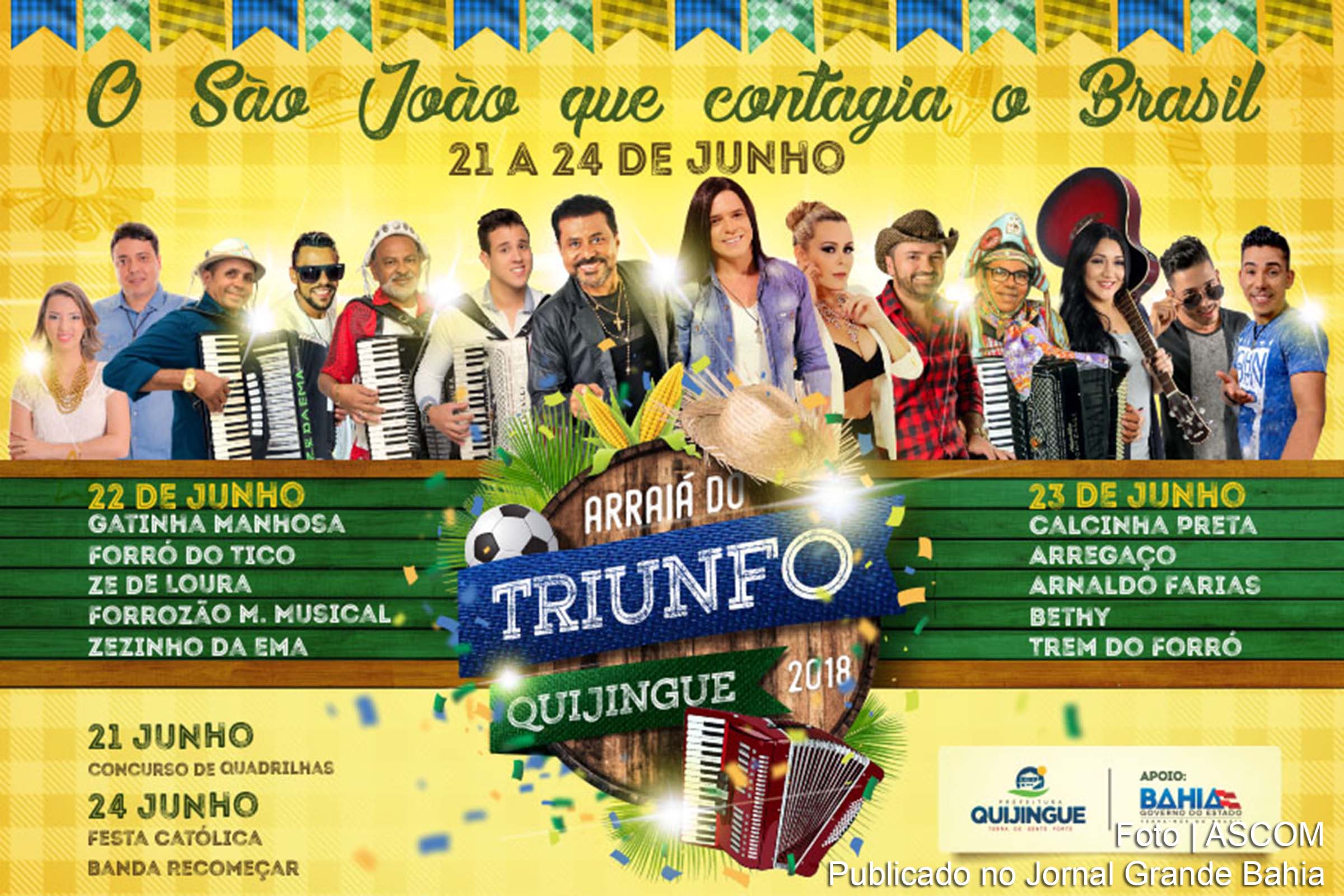 Cartaz anuncia edição 2018 do São João de Quijingue.