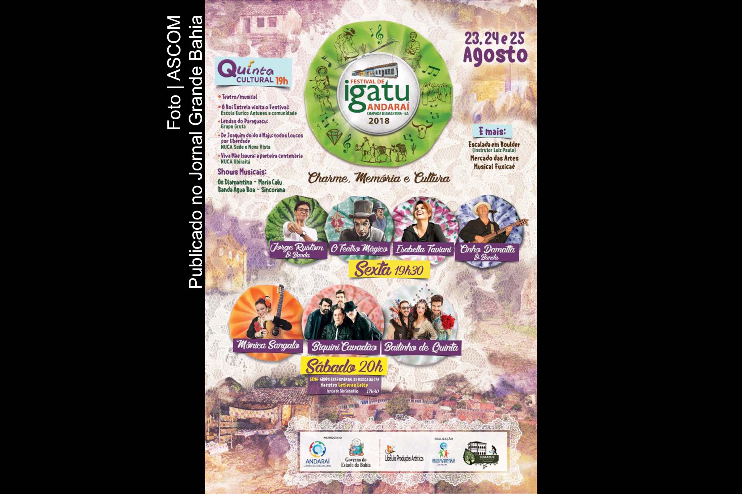 Cartaz anuncia edição 2018 do Festival de Igatu, em Andaraí.