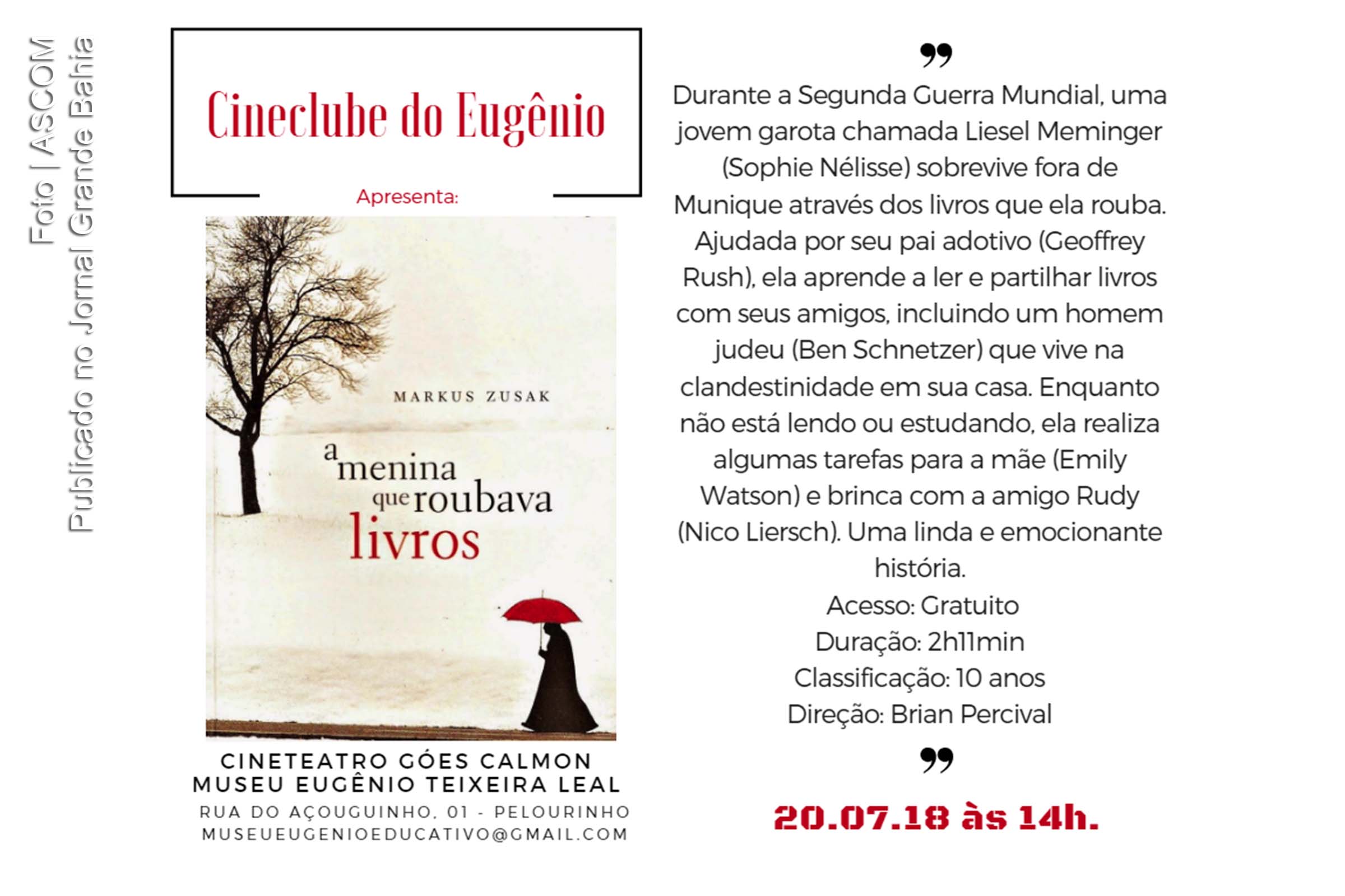 Convite anuncia Cineclube do Eugênio.