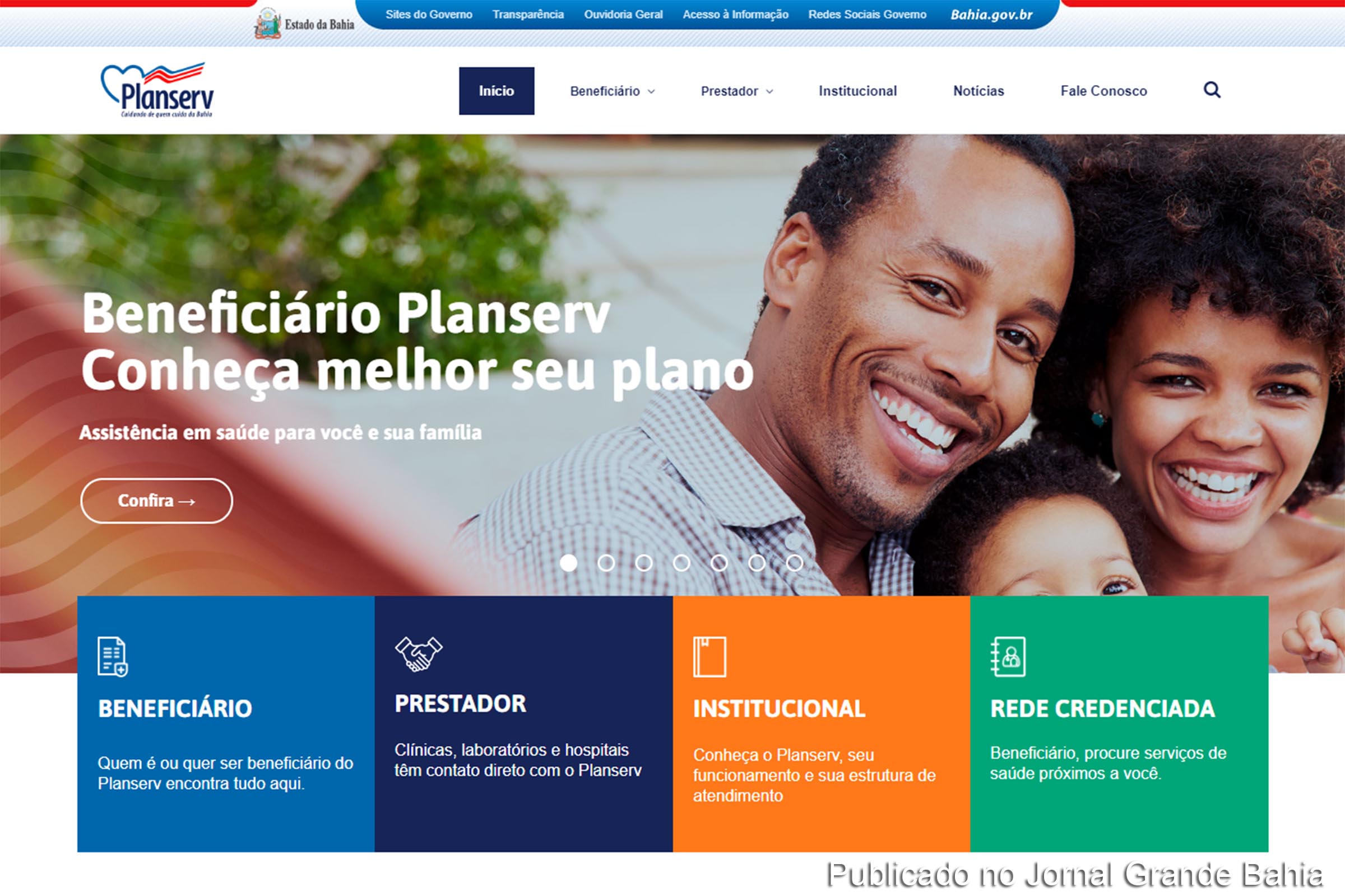 Reprodução de página na internet do Sistema de Assistência à Saúde dos Servidores Públicos Estaduais (PLANSERV).
