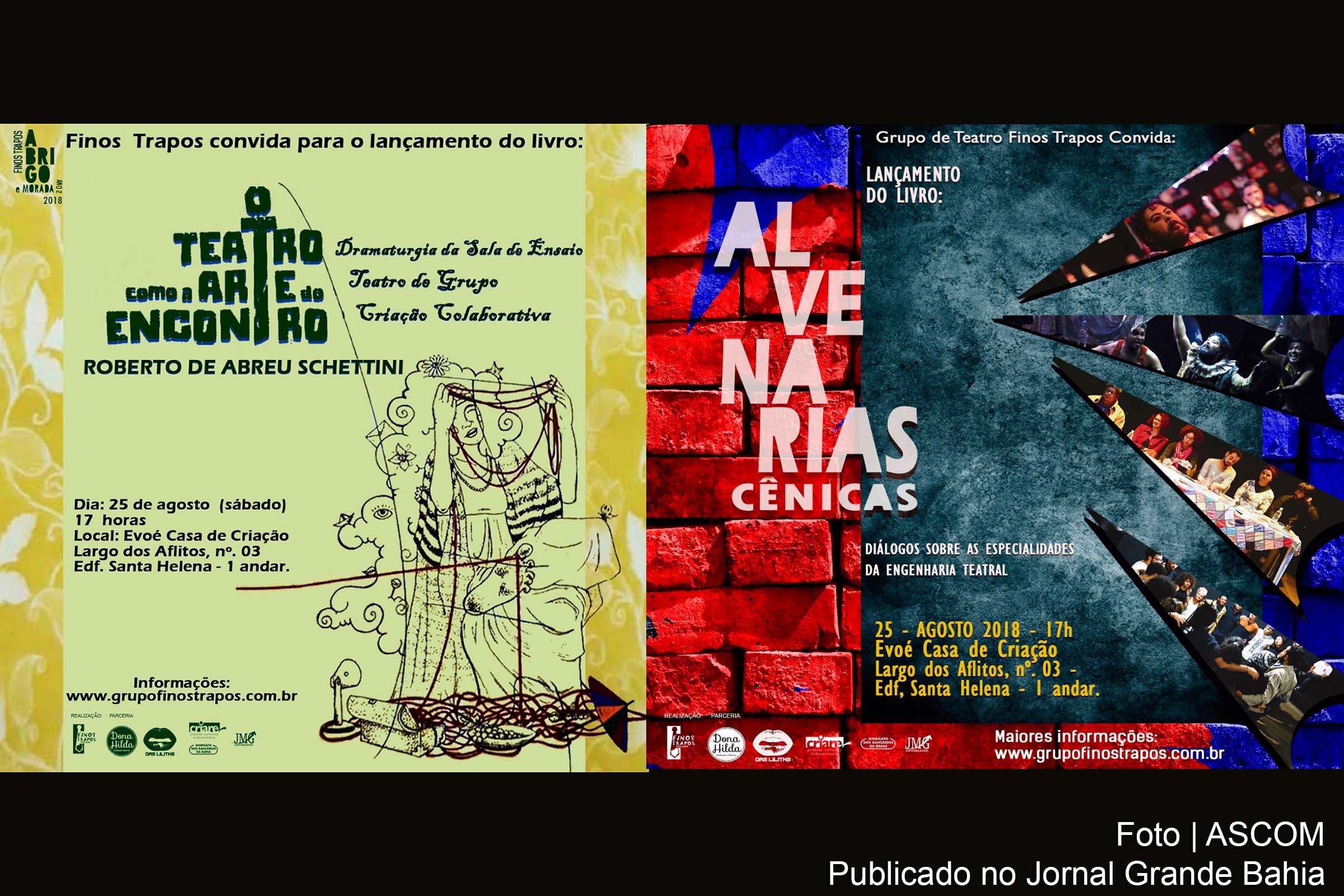 Grupo teatral Finos Trapos lança os livros 'Alvenarias Cênicas: Diálogos sobre Especialidades da Engenharia Teatral' e 'O Teatro como a Arte do Encontro: Dramaturgia da sala de Ensaio, Teatro de Grupo, Criação Colaborativa'.