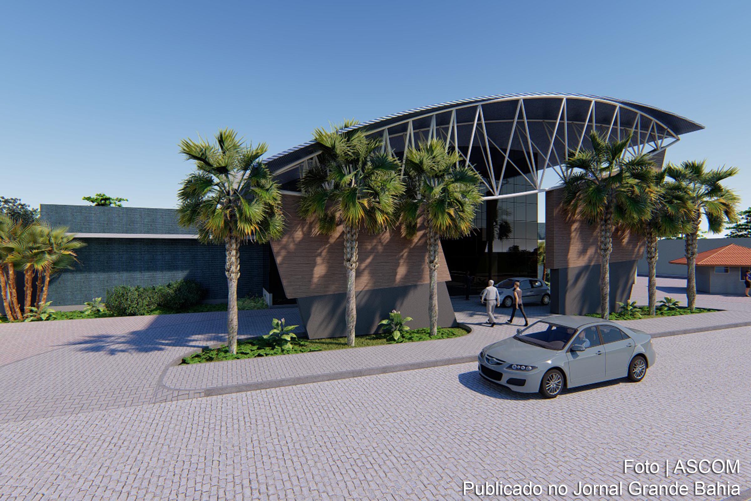 Perspectiva ilustrada da Policlínica Regional de Saúde de Ribeira do Pombal.