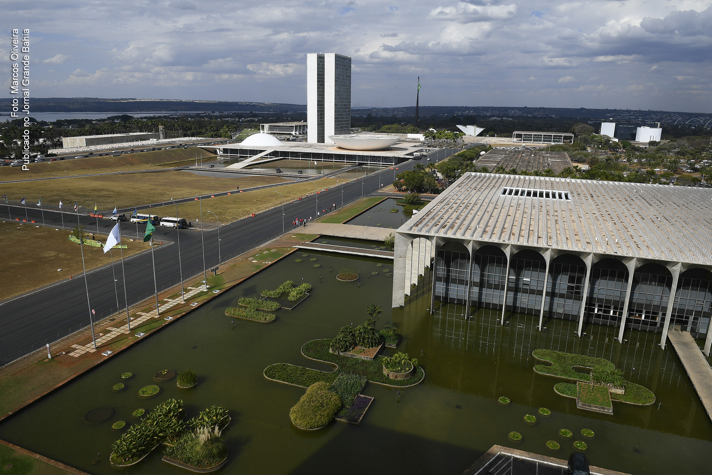 Vista panorâmica da sede do Congresso Nacional do Brasil.