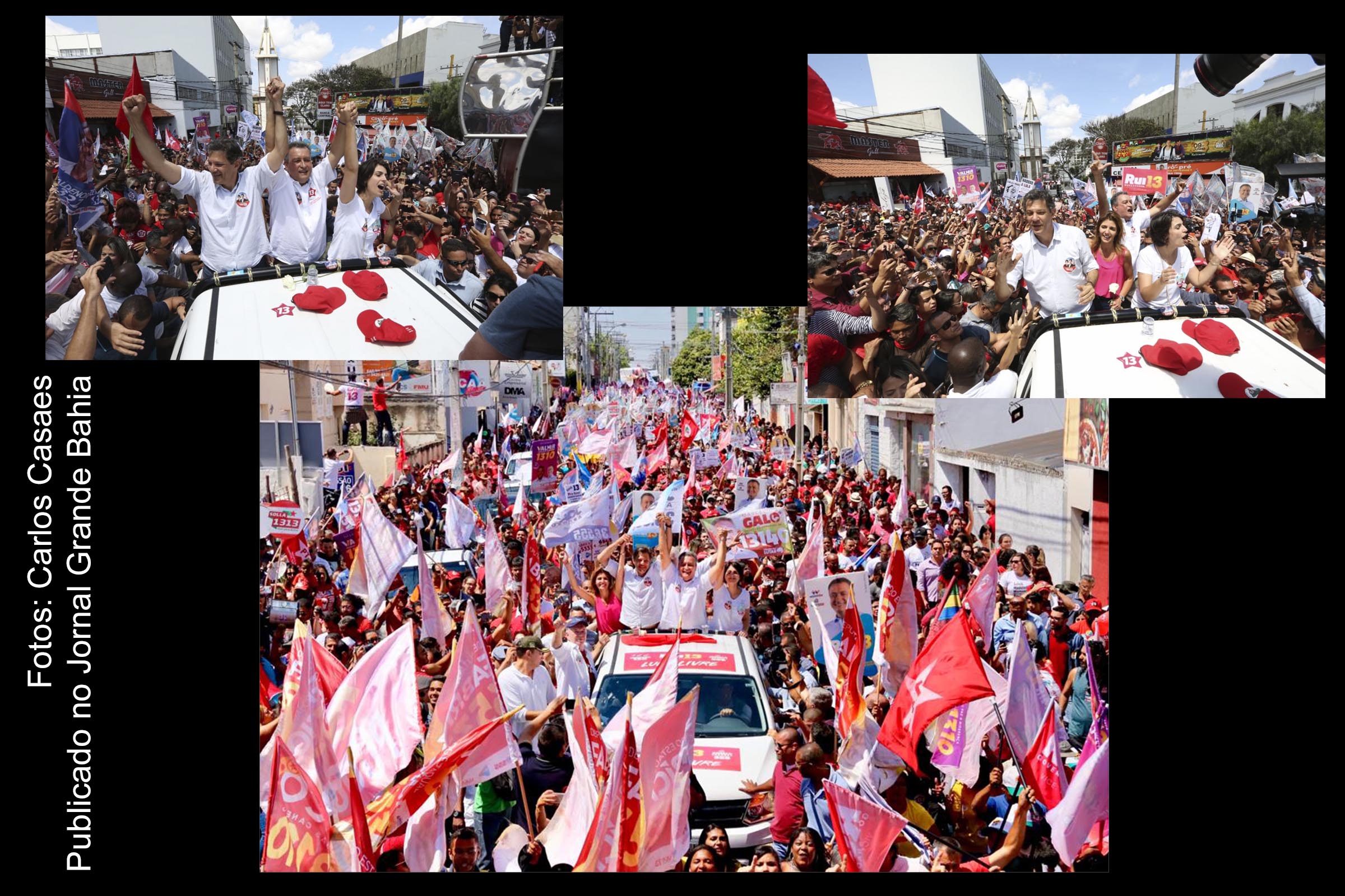 Fernando Haddad, Rui Costa e Manuela d'Ávila participam de ato de campanha em Vitória da Conquista.