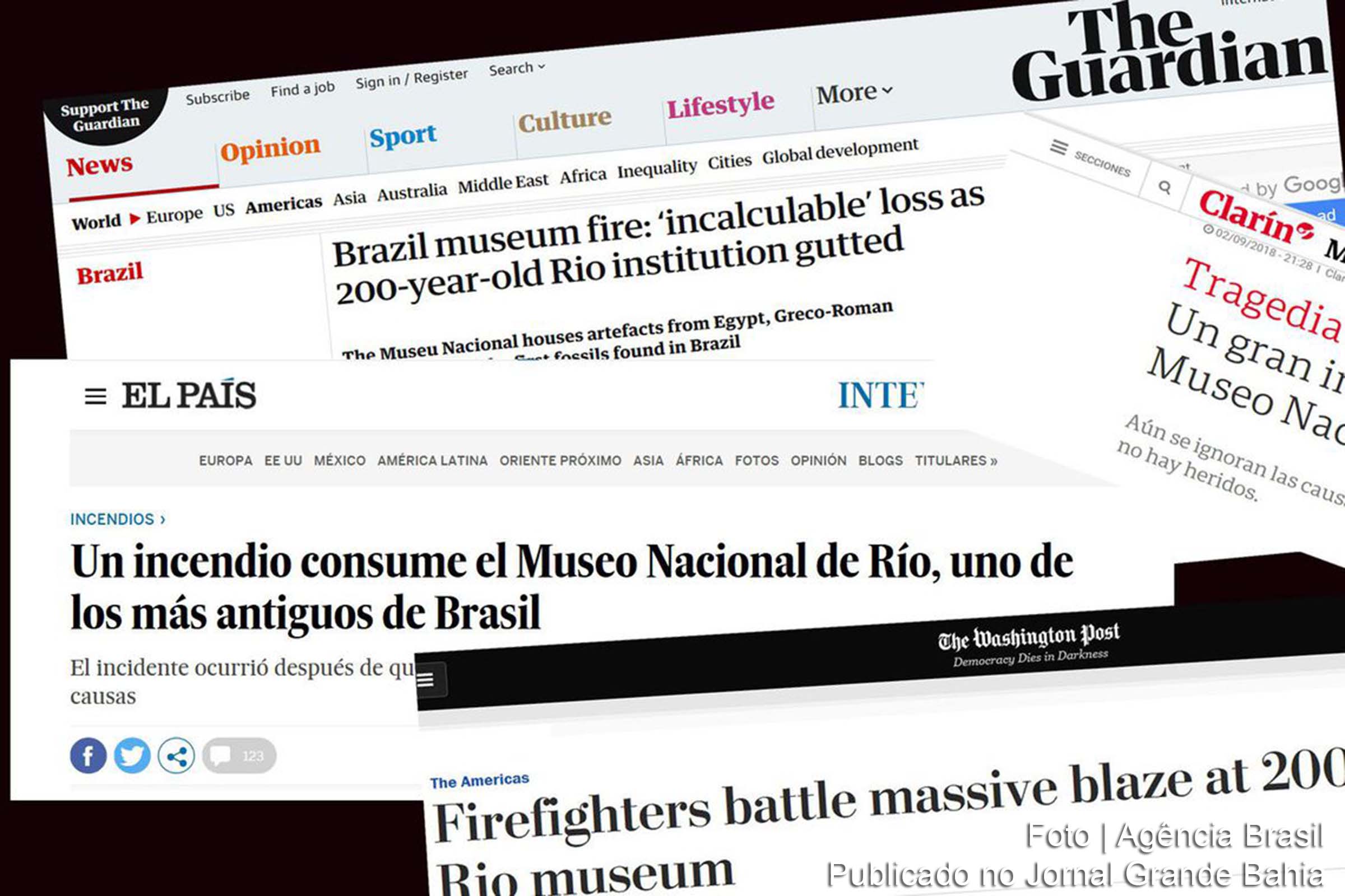 Imprensa internacional repercute incêndio no Museu Nacional no Rio.