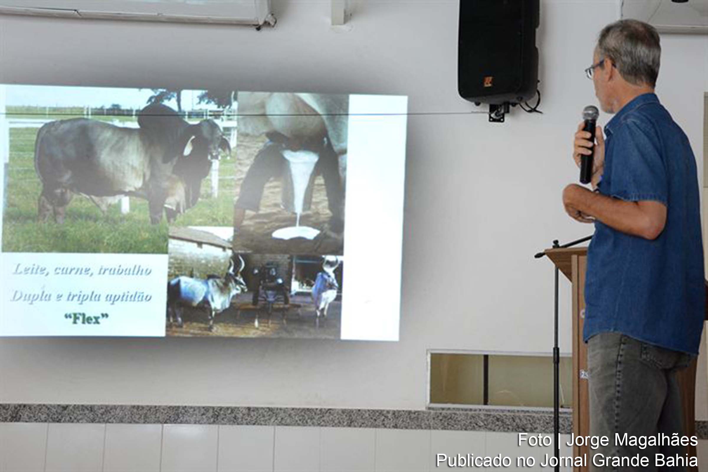 Palestra sobre tecnologia avançada e redução da idade para abate do guzerá realizada no auditório da Faculdade Anísio Teixeira.