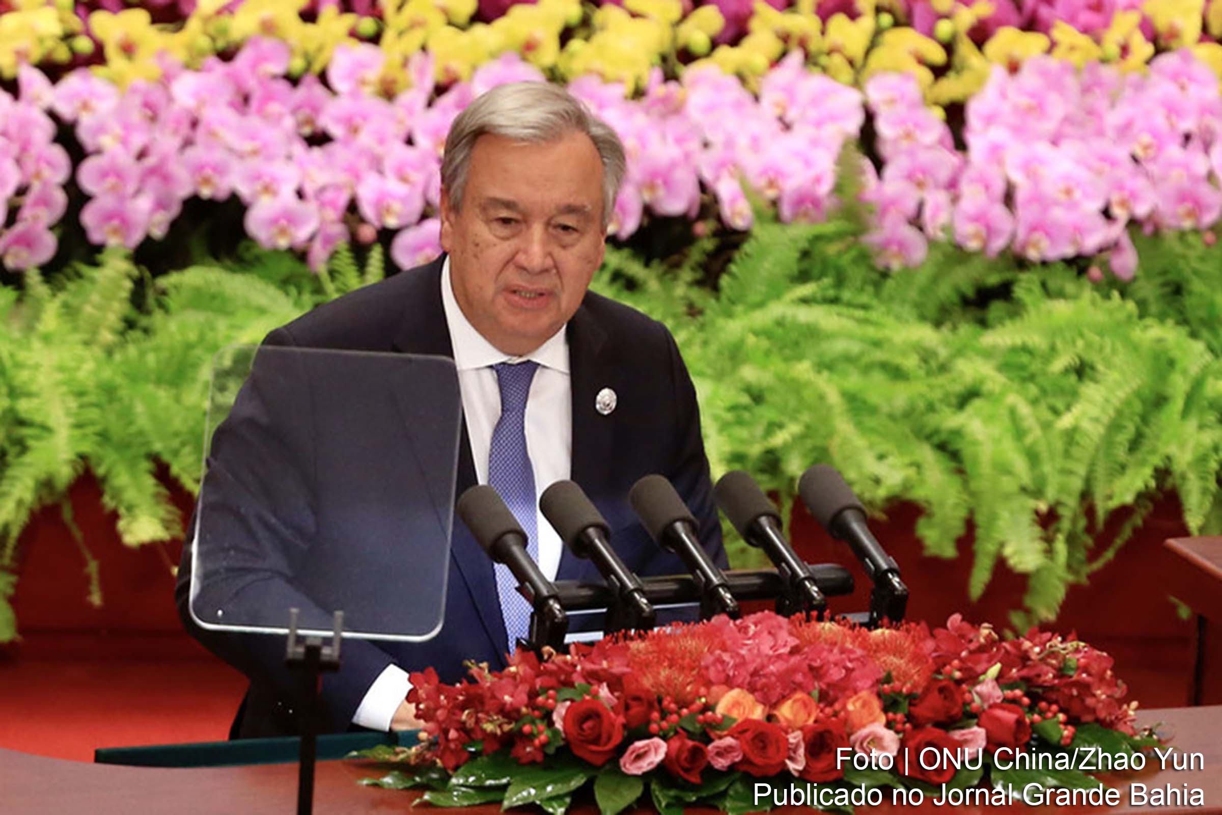 Secretário-geral António Guterres discursa na Cimeira de Cooperação China-África em Pequim.