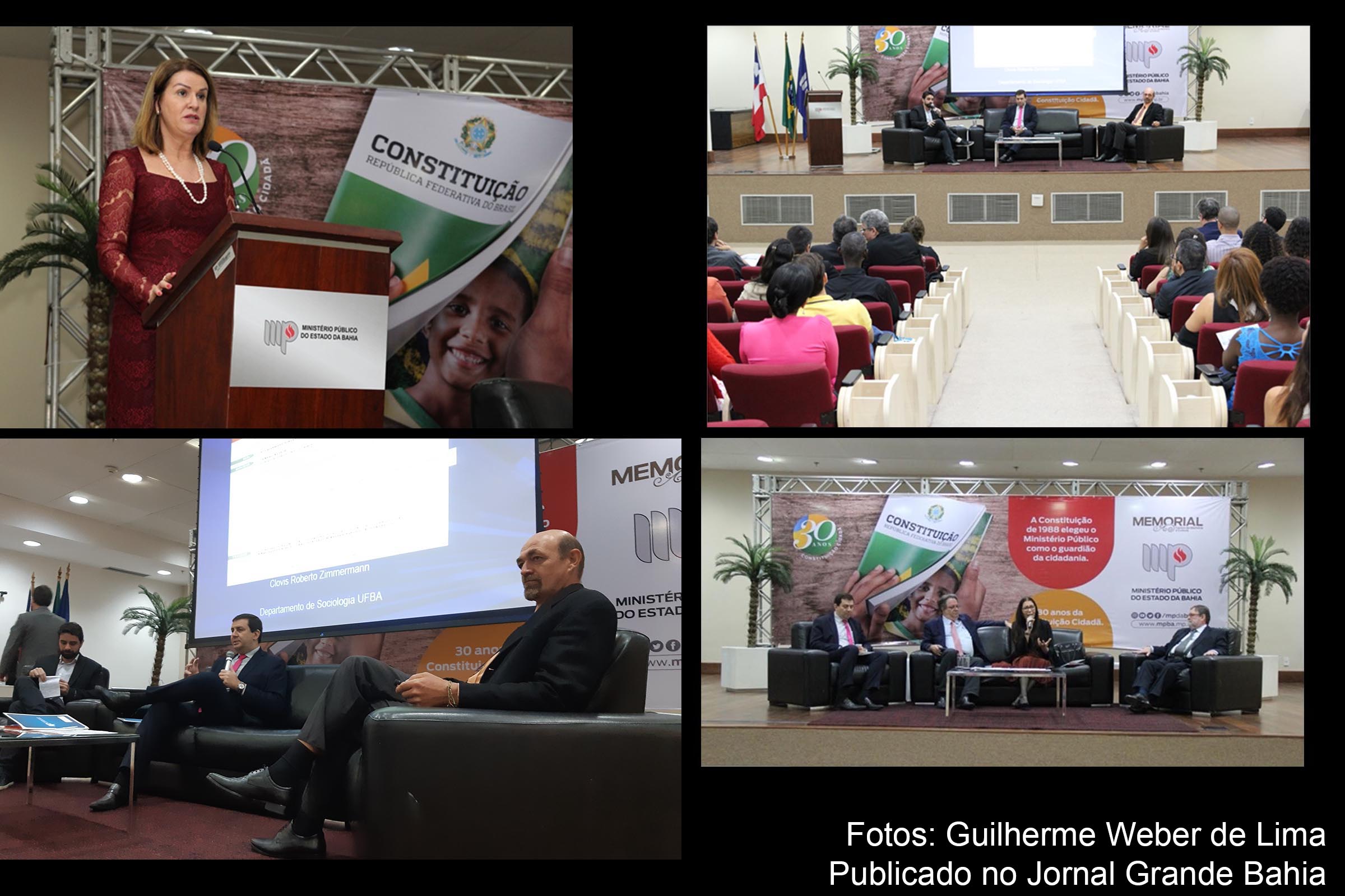 Pesquisadores Rodrigo Perez e Clóvis Zimmermann apresentam reflexão sobre avanços e desafios em 30 anos da Constituição Federal; evento foi promovido pelo MPBA e ocorreu em Salvador