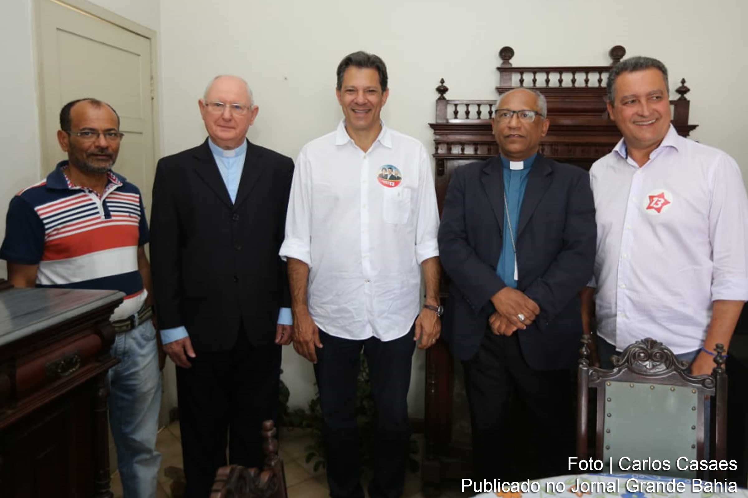 José Reinaldo Gomes dos Santos, padre; Dom Itamar Vian, arcebispo emérito; Fernando Haddad, candidato à presidente da República; Zanoni Demettino Castro, arcebispo de Feira de Santana e Rui Costa, governador da Bahia.