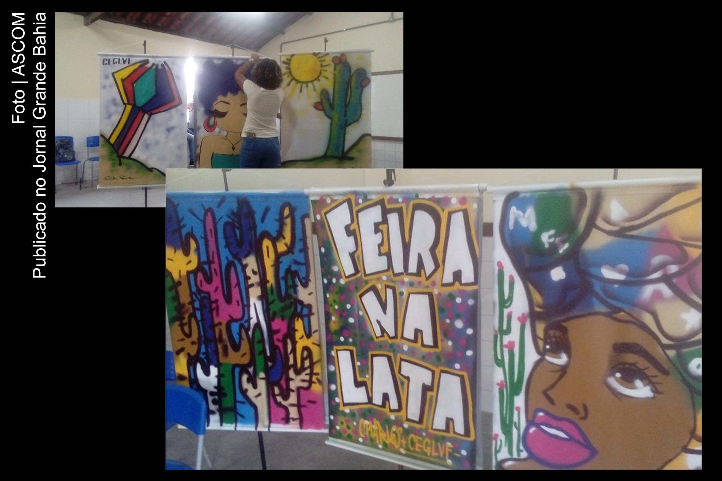 Estudantes de Feira de Santana participam de exposição de grafite sobre patrimônio da cidade.
