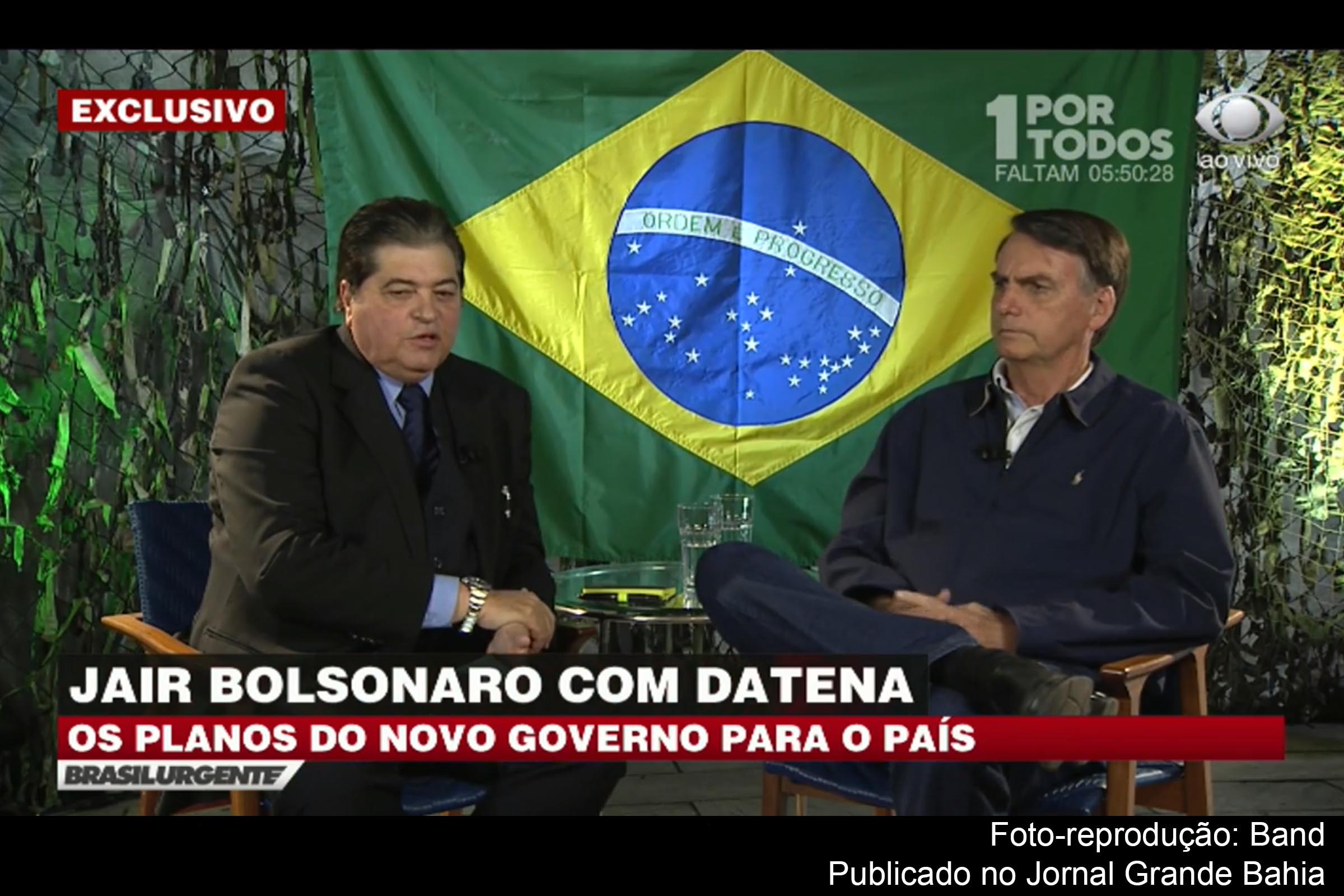 José Luiz Datena entrevista presidente eleito Jair Bolsonaro.