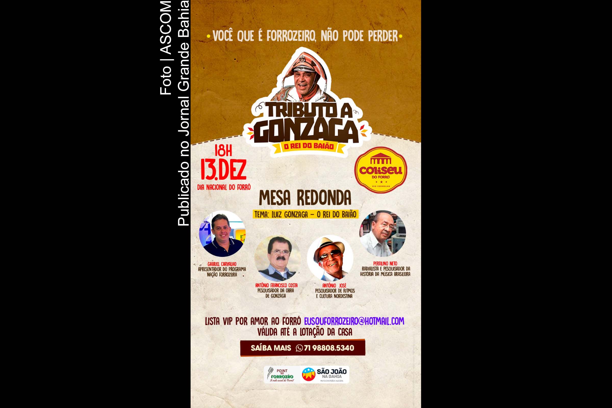 Cartaz anuncia 8ª edição do Tributo a Gonzaga, em Salvador.