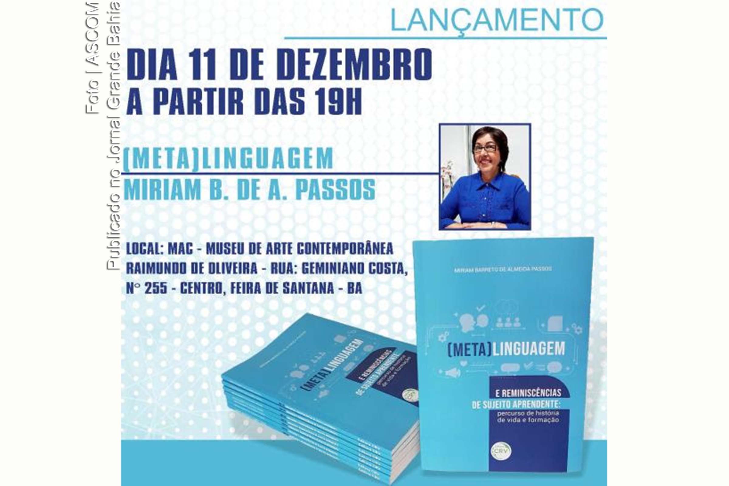 Cartaz anuncia lançamento do livro ‘(Meta) Linguagem’.