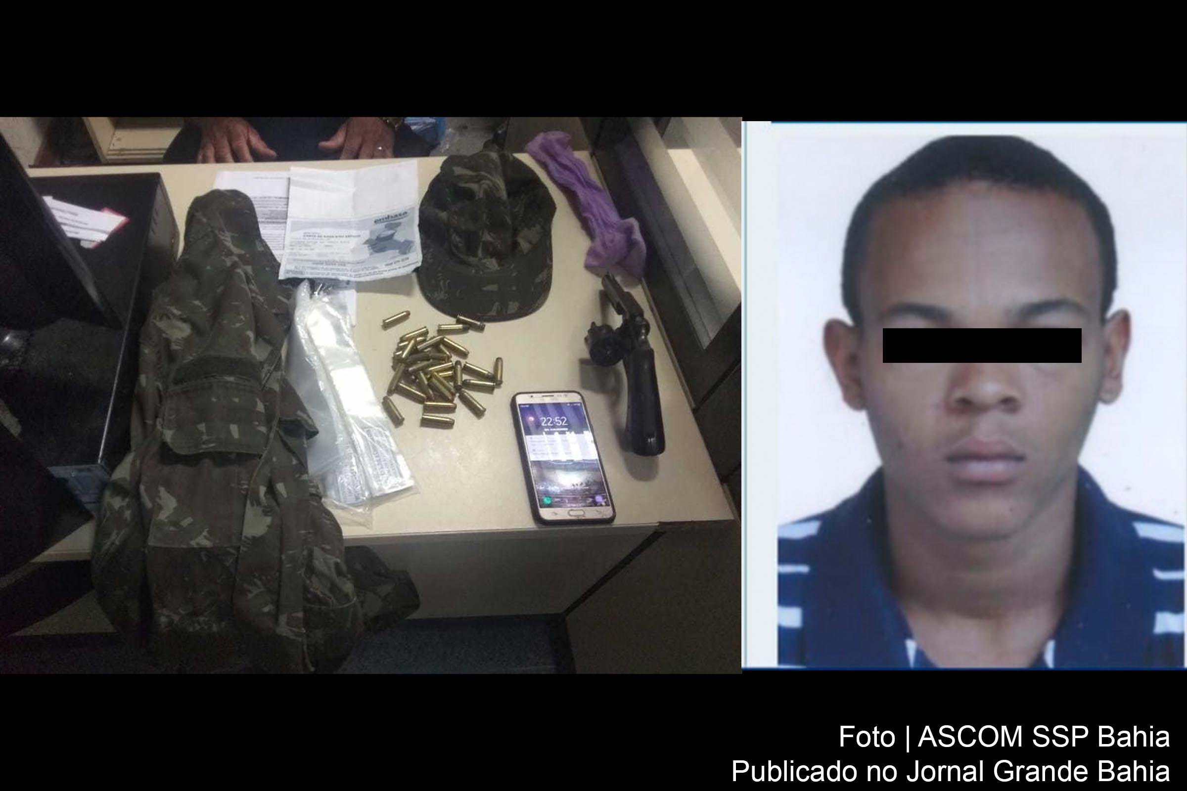 Guarnição da 65ª CIPM prendeu Leonardo Ferreira de França numa residência, no distrito de Maria Quitéria, em Feira de Santana.