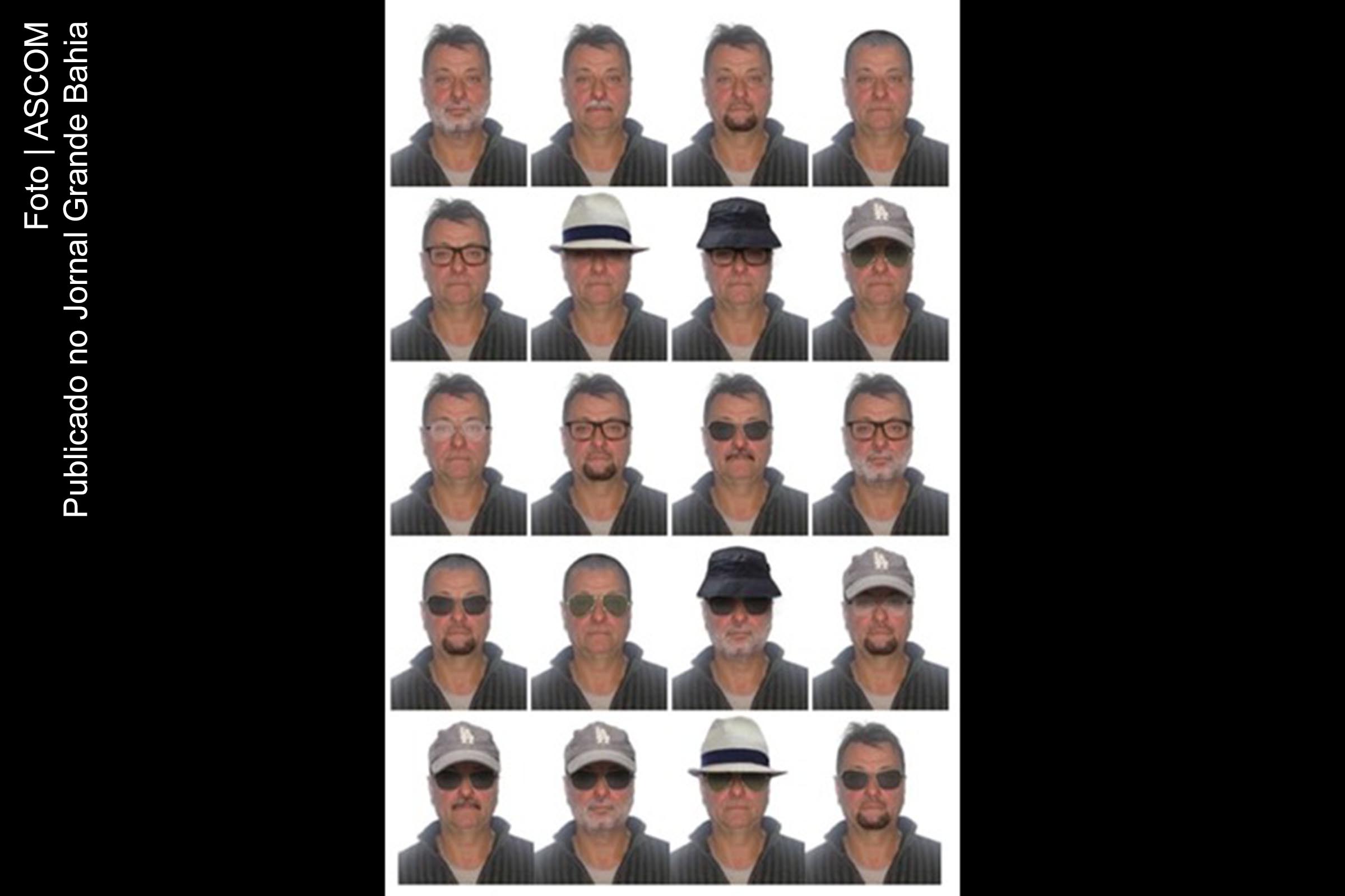 Possíveis disfarces que podem ser usados por Cesare Battisti.