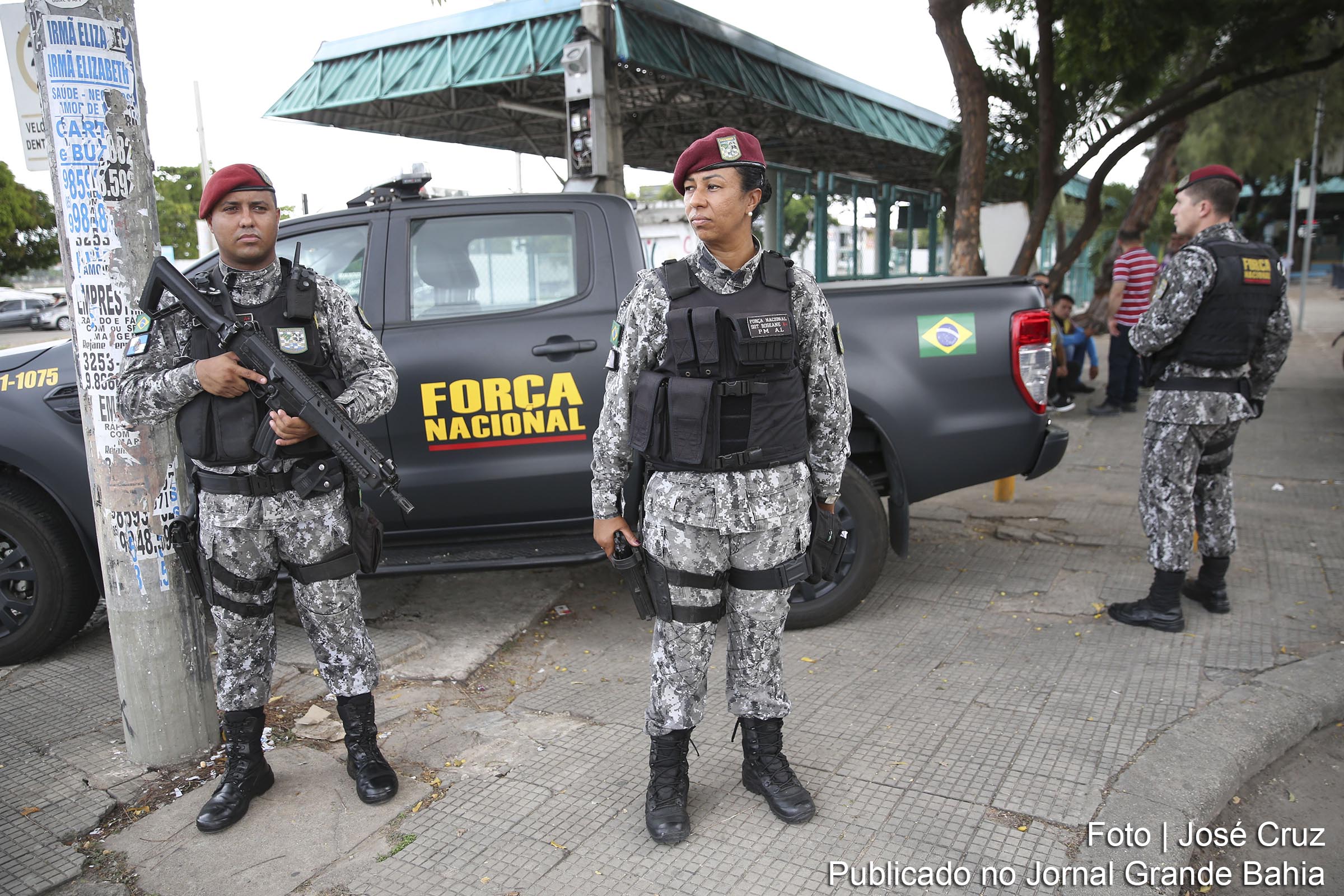 Agentes da Força Nacional de Segurança Pública (FNSP) atuam em Fortaleza.