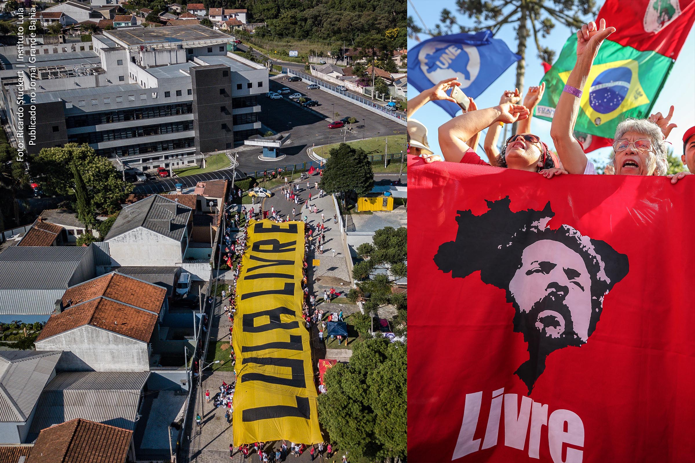 No dia 31 de dezembro de 2018, membros da comunidade participam de ato ‘Lula Livre’. Vigília Lula Livre estende faixa de 60 metros em frente à Superintendência da PF em apoio ao ex-presidente Lula, preso político desde 7 de abril de 2018.