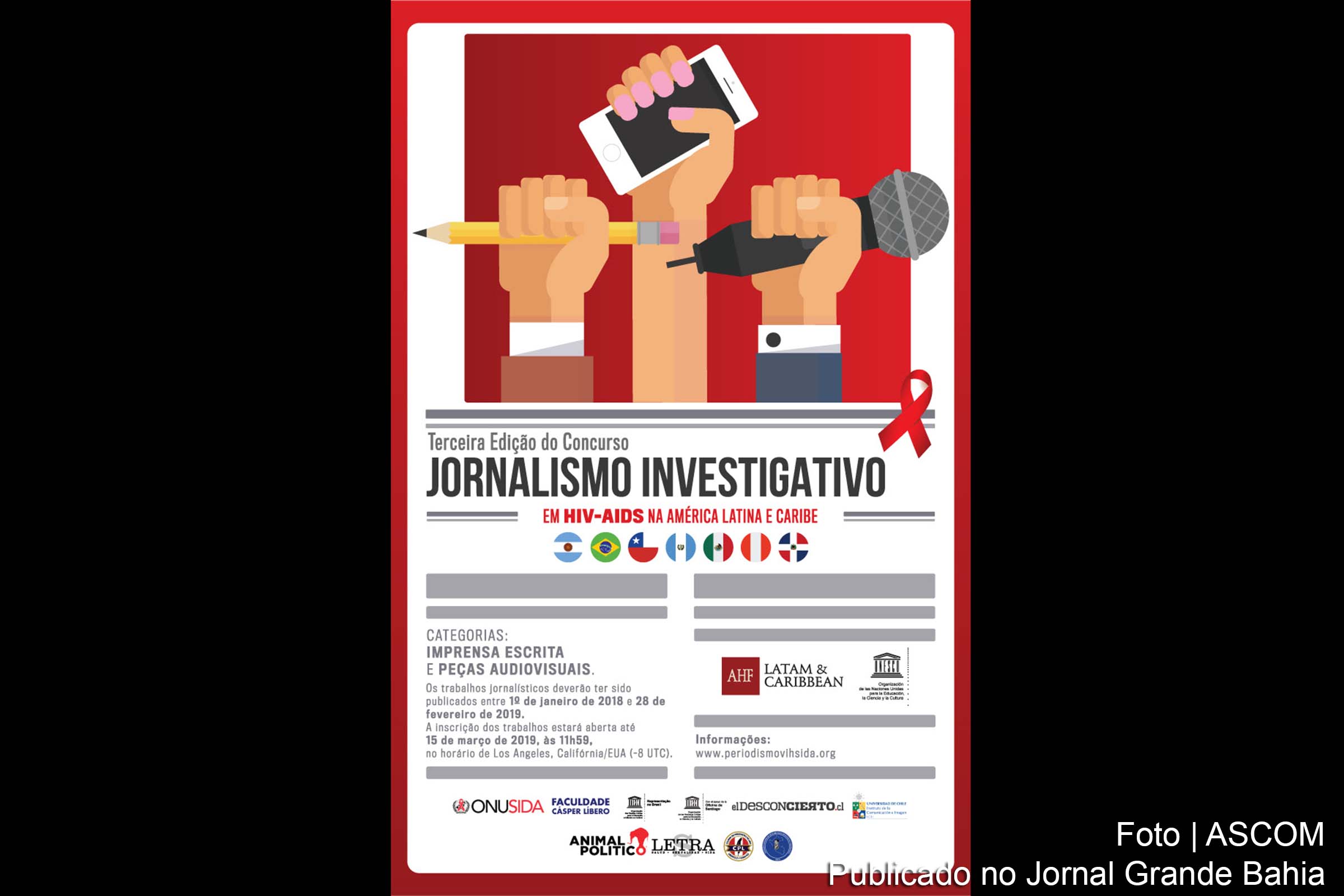 Cartaz anuncia concurso sobre jornalismo investigativo.