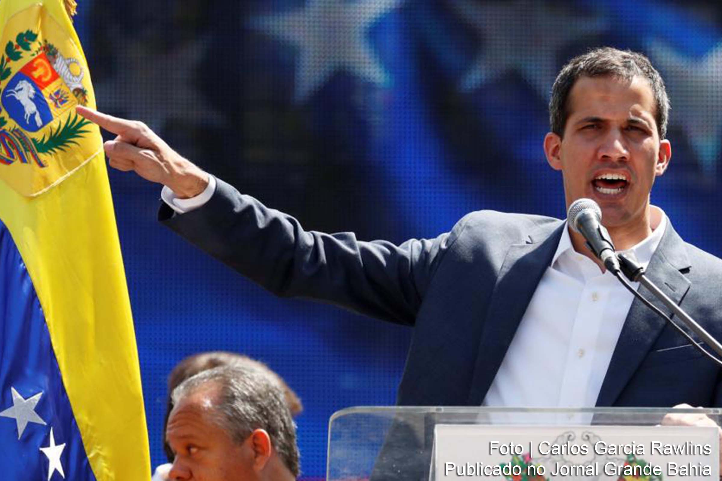 O autoproclamado presidente interino da Venezuela, Juan Guaidó durante manifestação em Caracas.