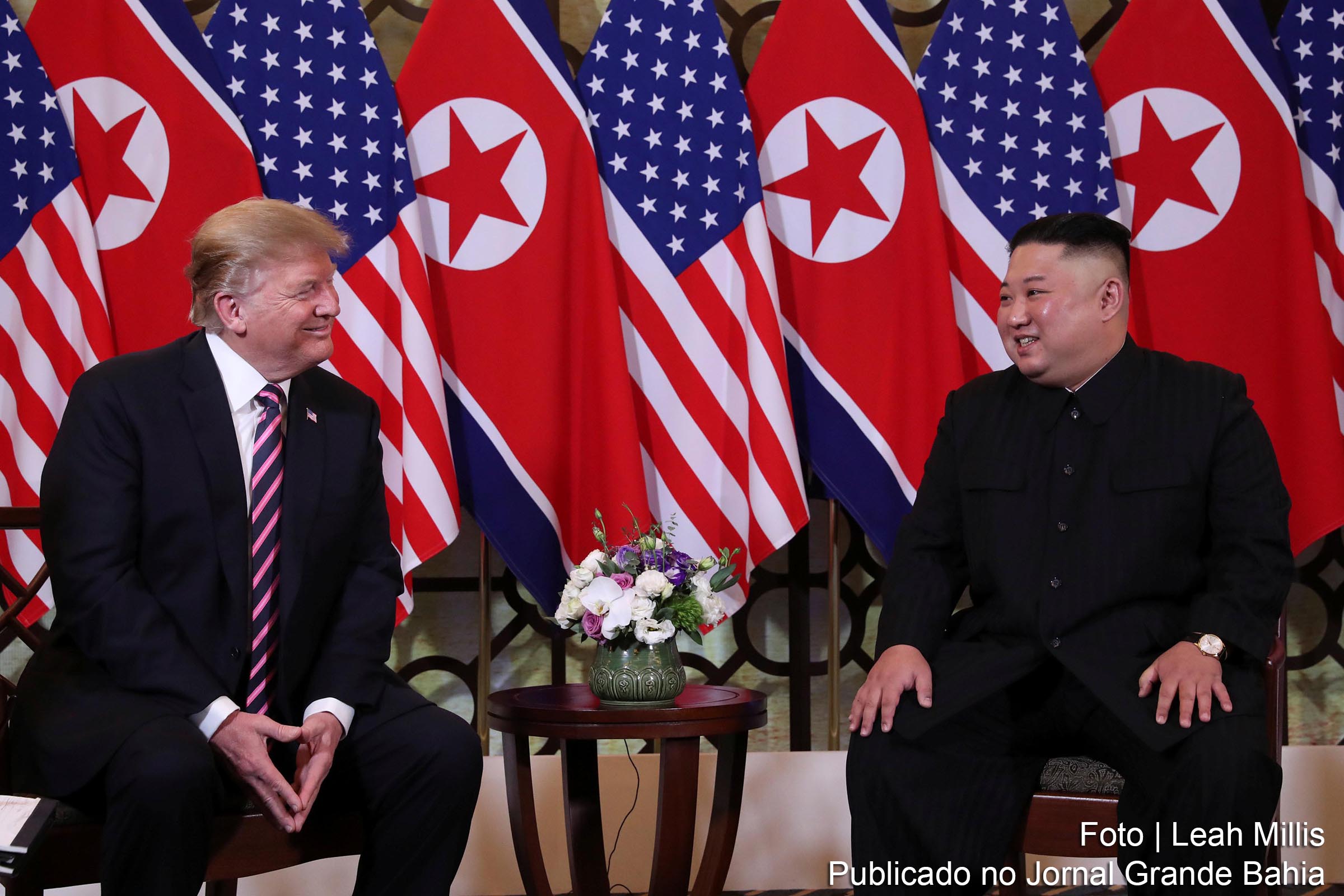 Donald Trump e Kim Jong Un, presidentes dos EUA e da Coreia do Norte.