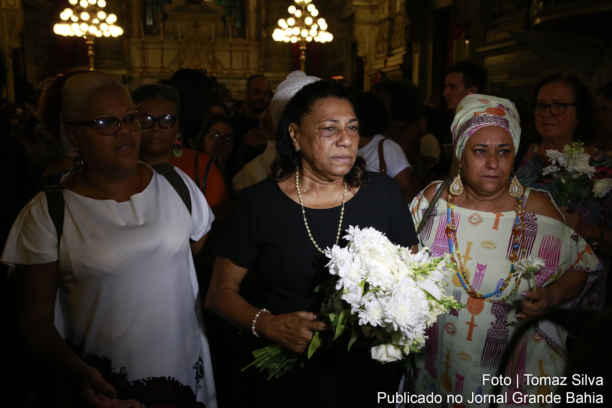 Familiares de Marielle Francisco da Silva (Marielle Franco) participam de missa de um ano de falecimento, na Igreja de Nossa Senhora da Candelária, no Rio de Janeiro, em 14 de março de 2019.