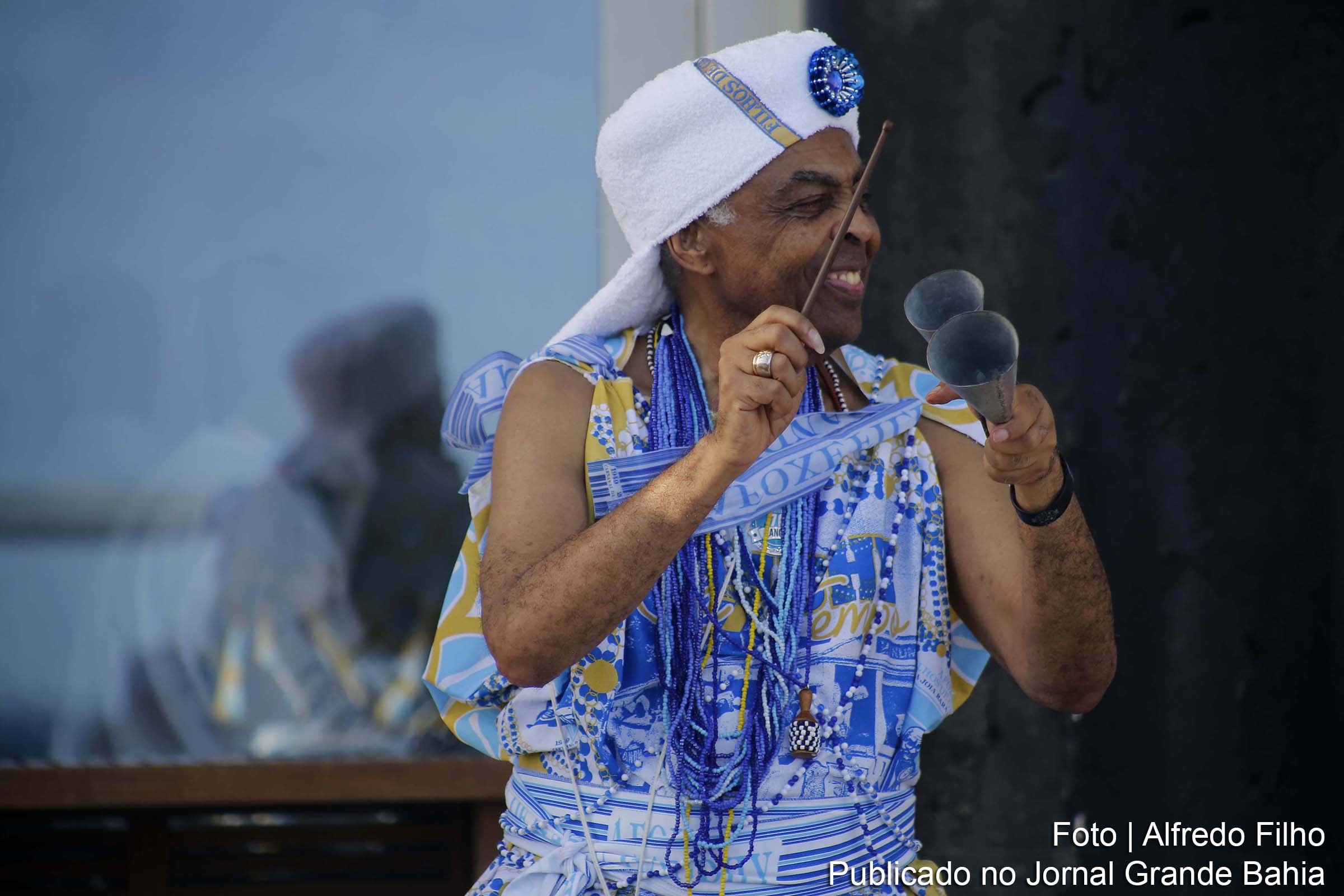 Gilberto Gil durante comemoração dos 70 anos do bloco de afoxé Filhos de Gandhy.