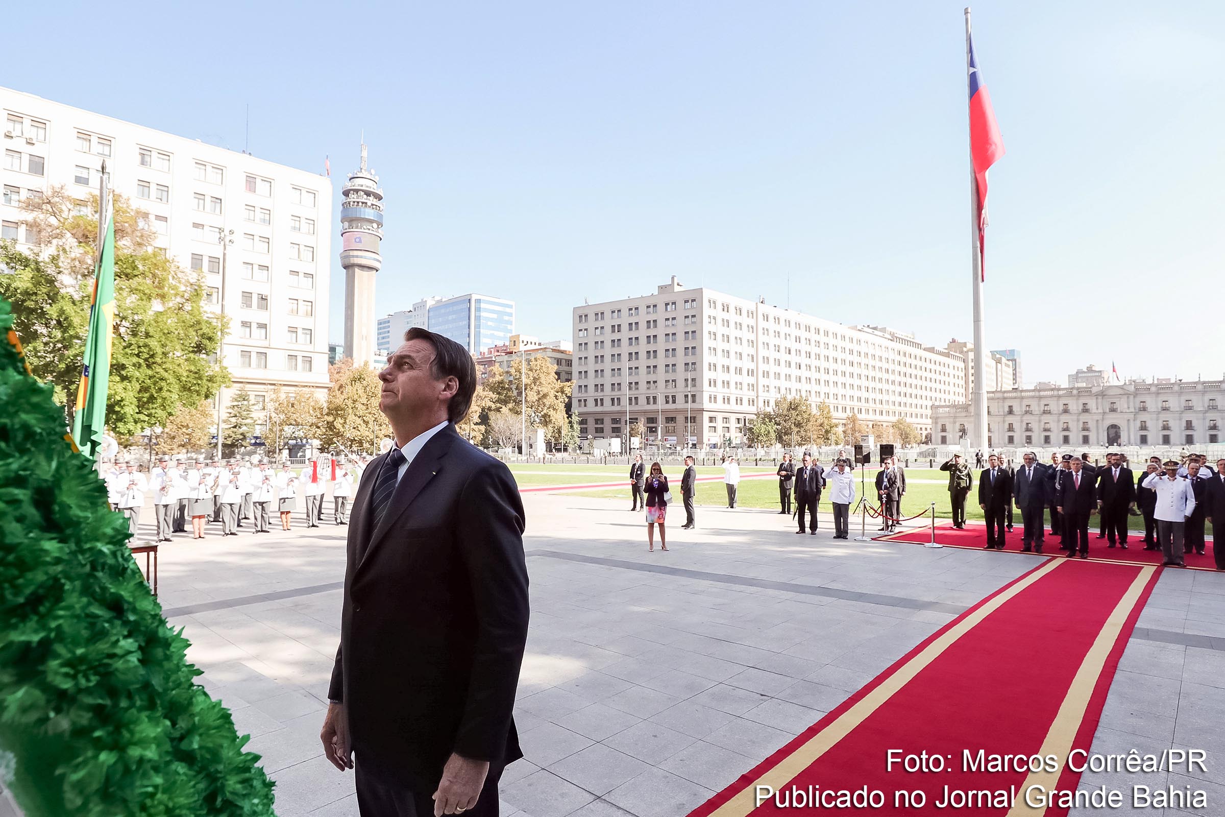 Jair Bolsonaro (PSL-RJ), presidente da República, participa de Cerimônia de Aposição Floral, em Santiago, Chile, em 23 de março de 2019.