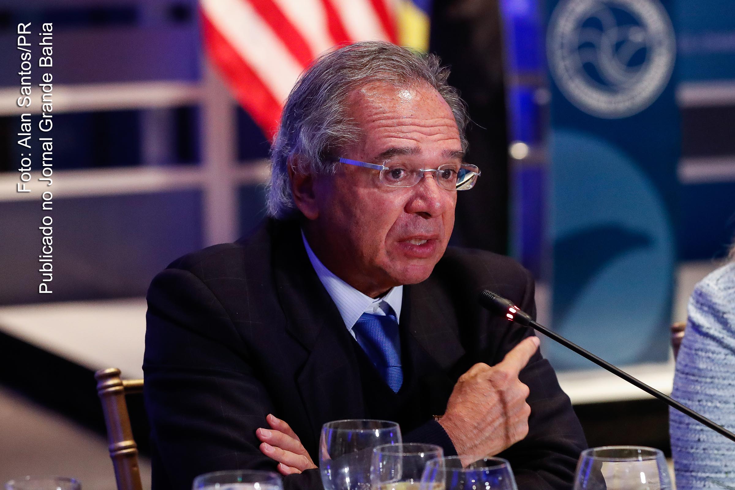 Paulo Guedes, ministro da Economia do Governo Bolsonaro, participa de jantar oferecido pelo Conselho Empresarial Brasil-Estados Unidos, em Washington, em 18/03/2019.