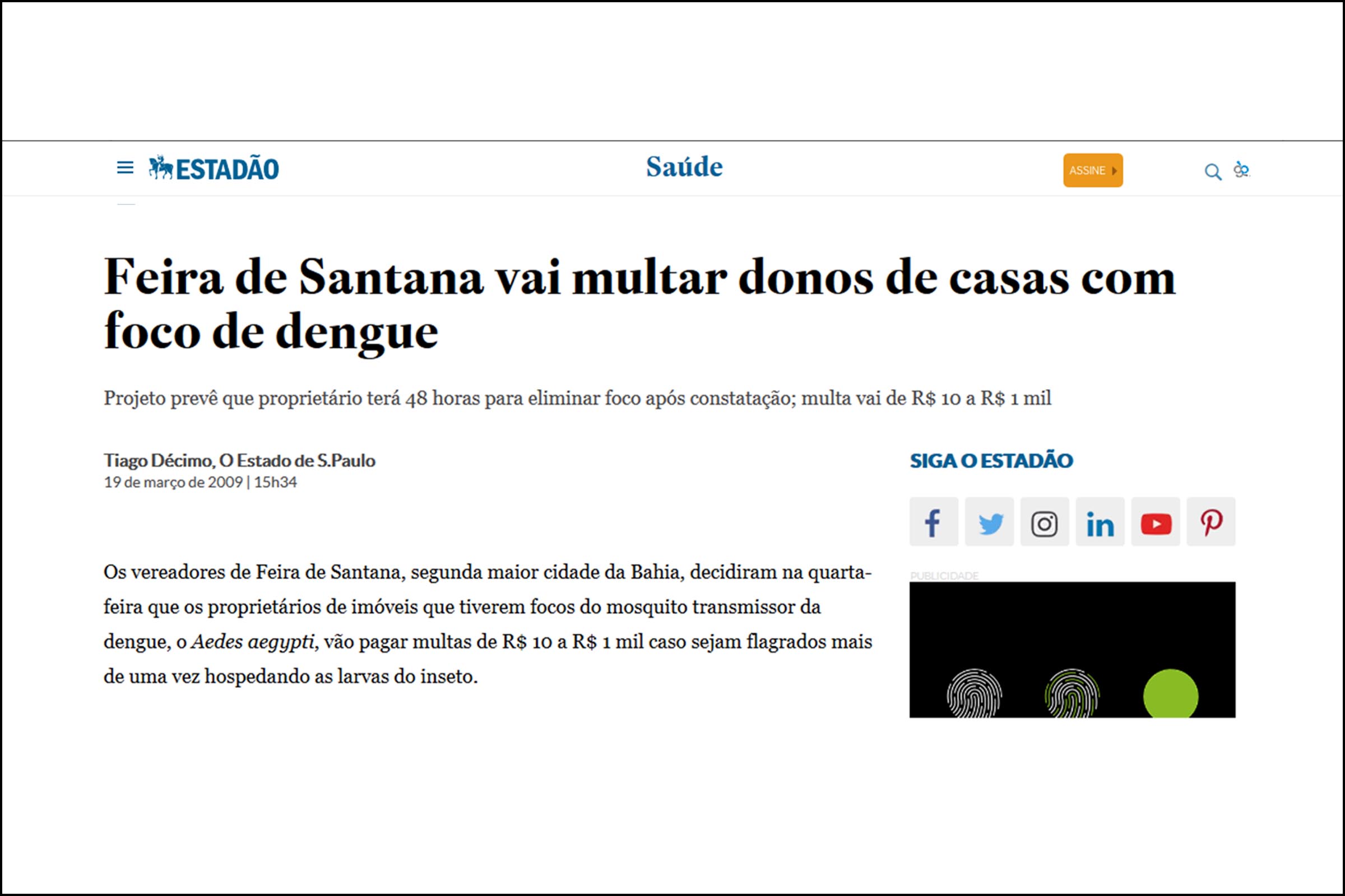 Feira de Santana: Projeto do vereador Angelo Almeida tem repercussão na imprensa