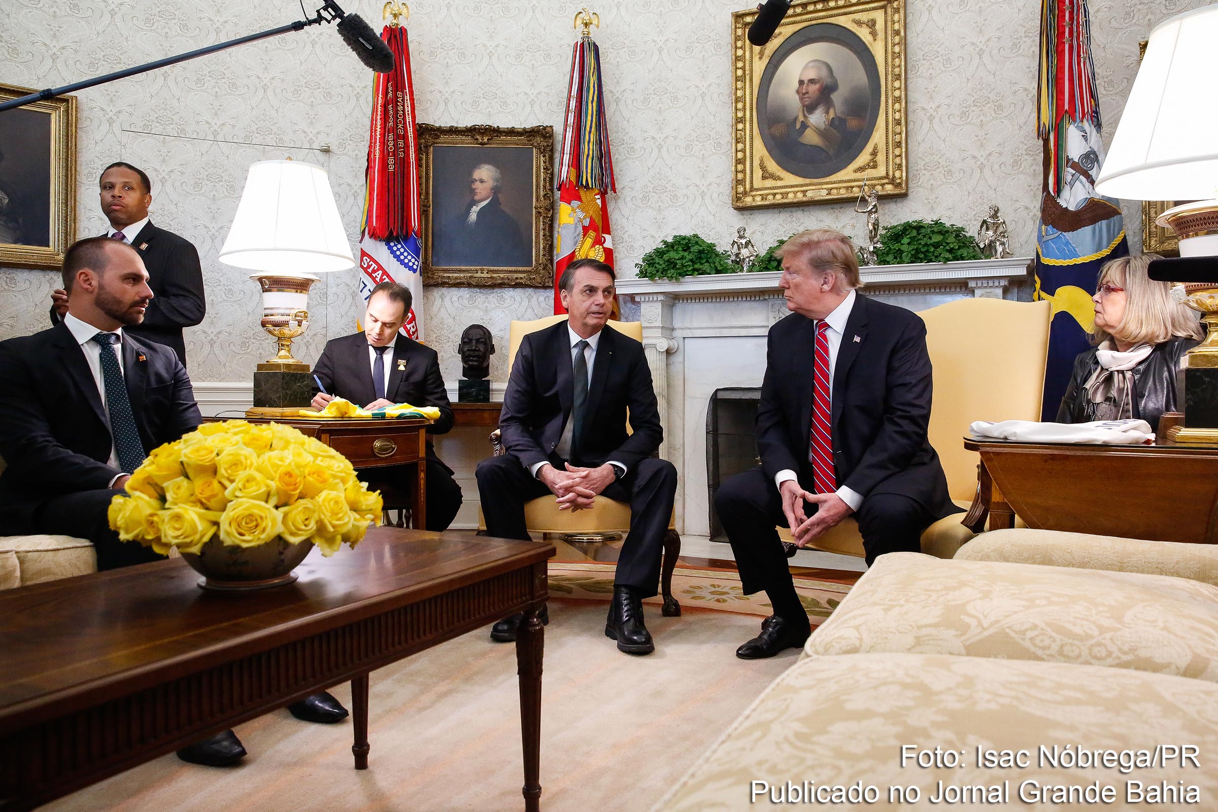 Reunião entres os presidentes Jair Bolsonaro e Donald Trump, na Casa Branca, em Washington, em 19 de março de 2019.