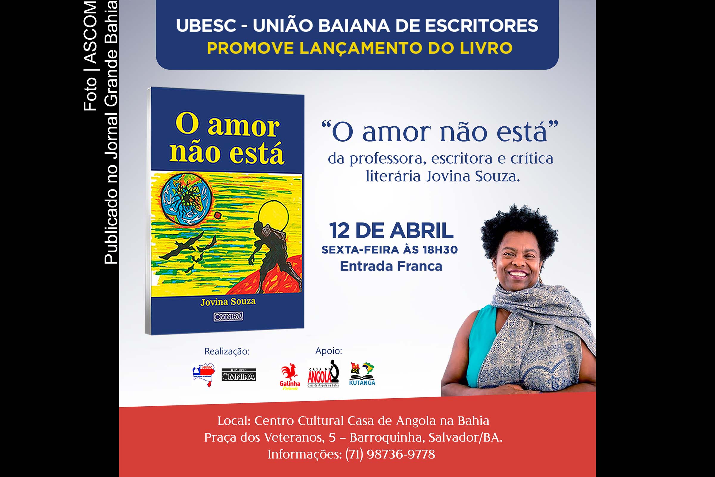 Convite de lançamento do livro 'O amor não está'.