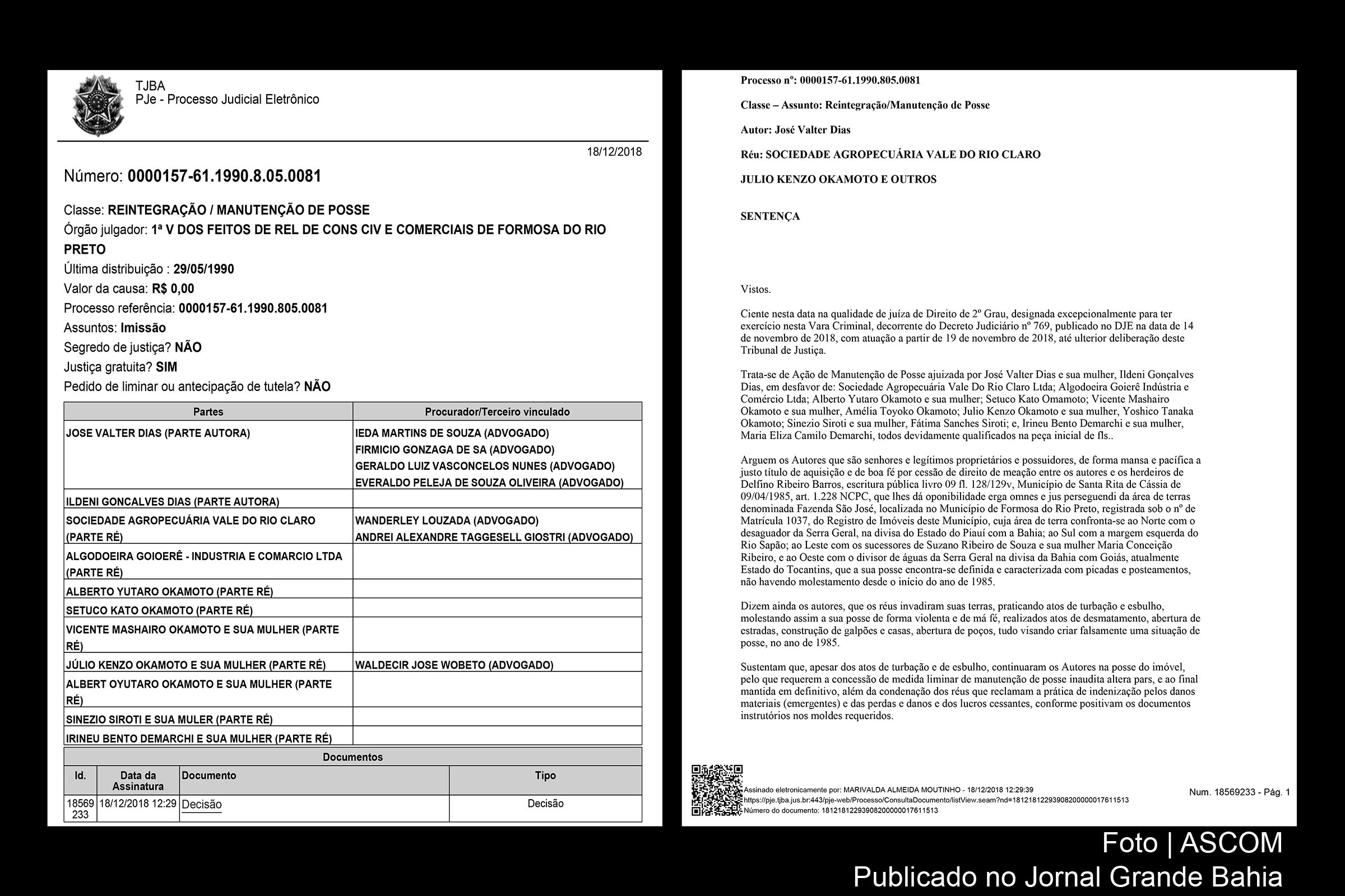 Conflito Fundiário: Juíza derruba liminar e volta a permitir reintegração de 350 mil hectares em Formosa do Rio Preto