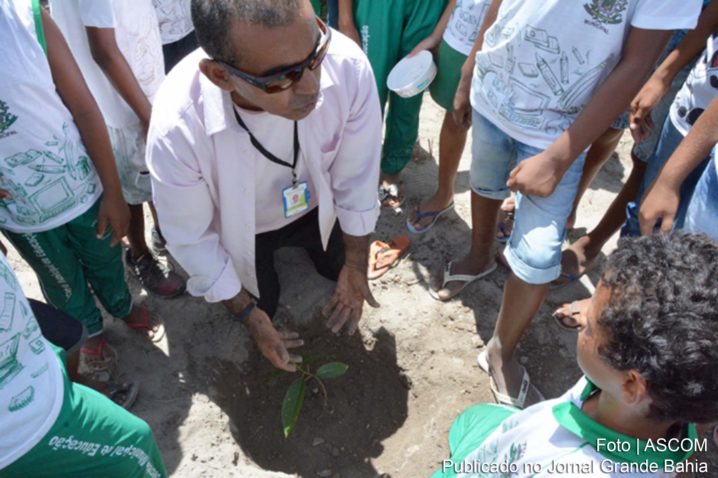 Uma muda da espécie gameleira foi plantada na Escola Municipal Agrário de Oliveira Melo no Distrito de Ipuaçu.