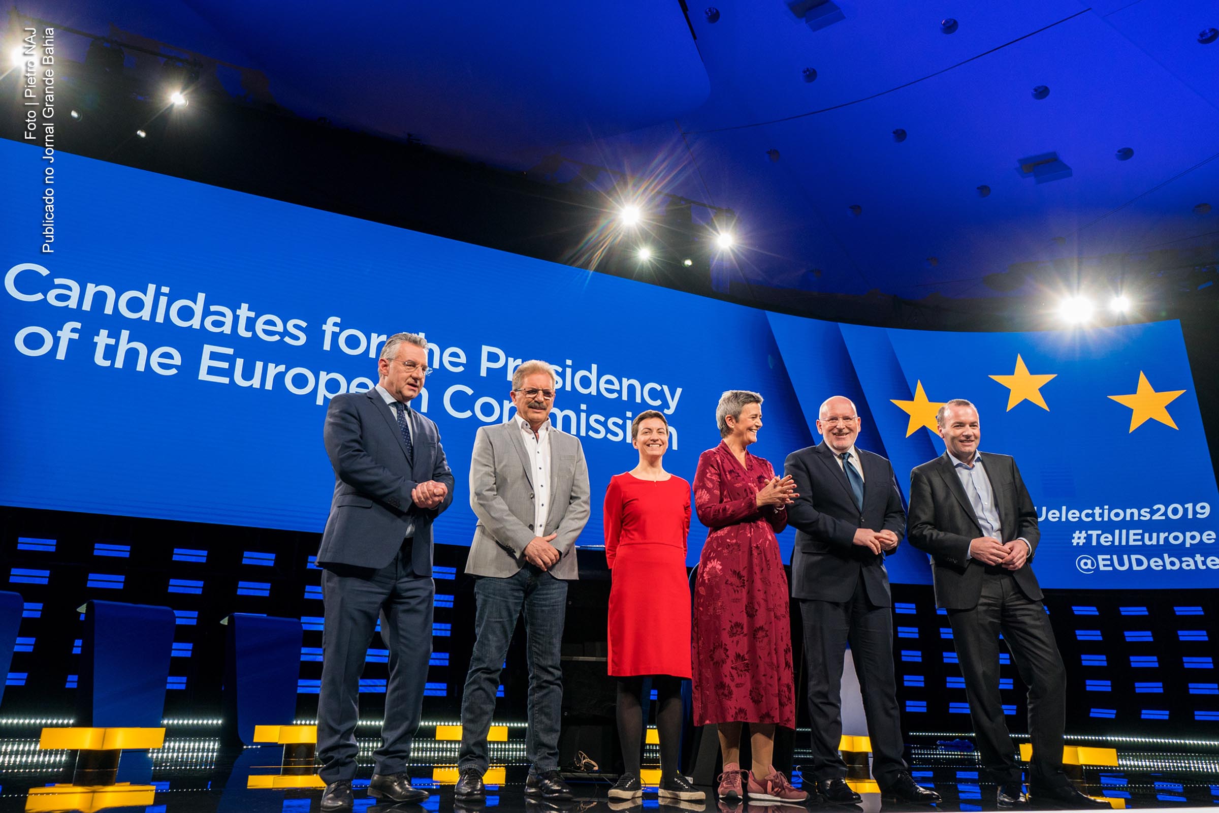 O debate ao vivo será moderado pelos âncoras de TV Markus Preiss (ARD WDR), Emilie Tran-Nguyen (France Télévisions) e Annastiina Heikkilä (Yle) e transmitidos pelos membros da mídia de serviço público da EBU e outros em toda a Europa. A ordem falada para os candidatos principais é: * Nico CUÉ, Esquerda Europeia (EL) * Ska KELLER, Partido Verde Europeu (EGP) * Jan ZAHRADIL, Aliança dos Conservadores e Reformistas na Europa (ACRE) * Margrethe VESTAGER, Aliança dos Democratas e Liberais pela Europa (ALDE) * Manfred WEBER, Partido Popular Europeu (EPP)