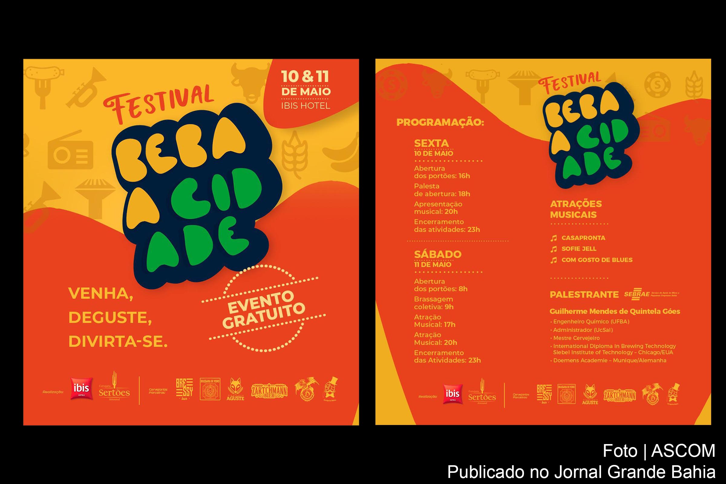 Cartaz anuncia festival 'Beba a Cidade'. Evento ocorre em Feira de Santana.