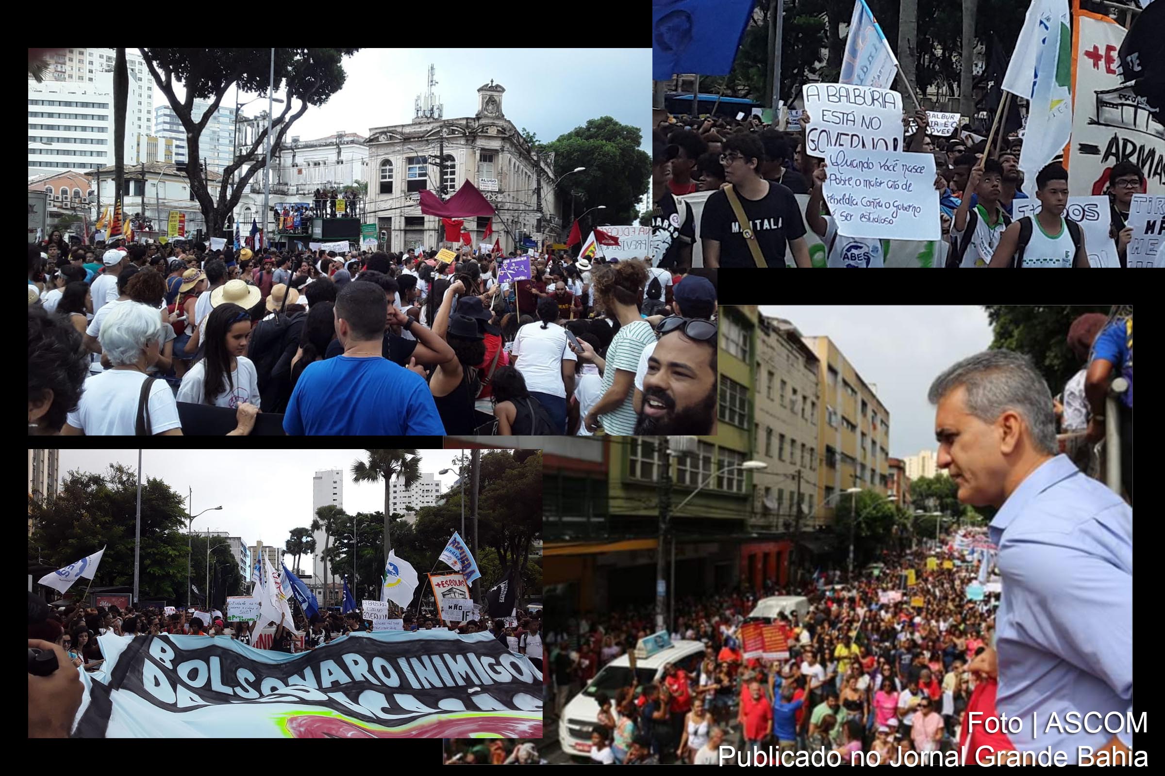 Manifestação em Salvador cobra investimento em educação e critica Governo Bolsonaro. Protesto ocorreu nesta quarta-feira (15/05/2019).
