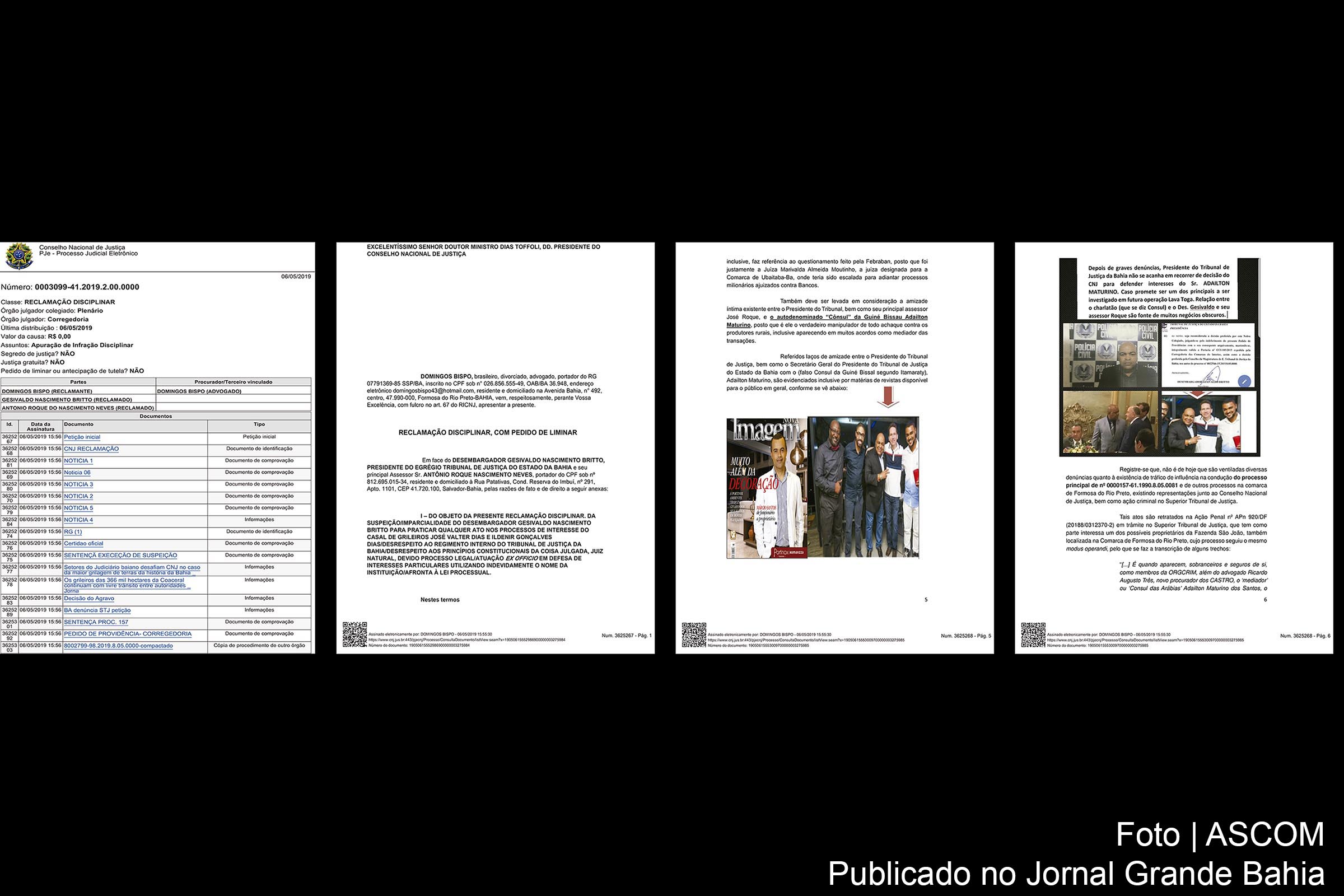 Reclamação Disciplinar protocolada no CNJ pede afastamento do desembargador Gesivaldo Britto e do assessor Antonio Roque; Caso envolve grilagem de terras em Formosa do Rio Preto