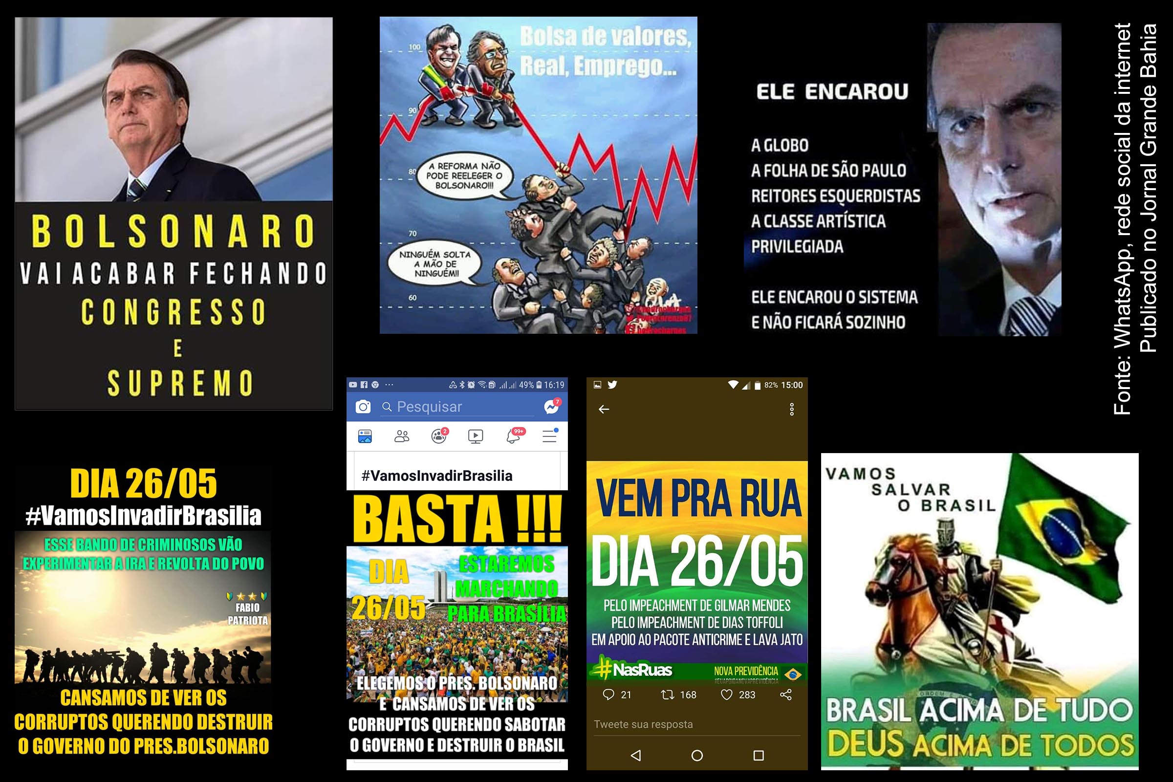 Rebanho do presidente Jair Bolsonaro prossegue com discurso do ódio na internet e marcam manifestação para o dia 26 de maio de 2019.