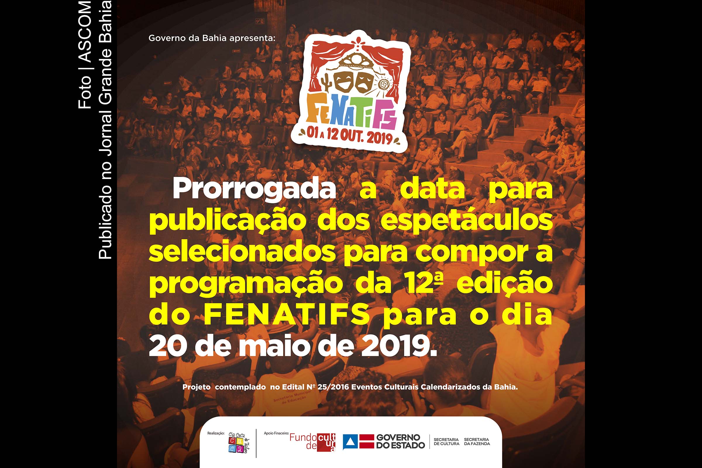 cartaz anuncia prorrogação do resultado do 12º FENATIFS.
