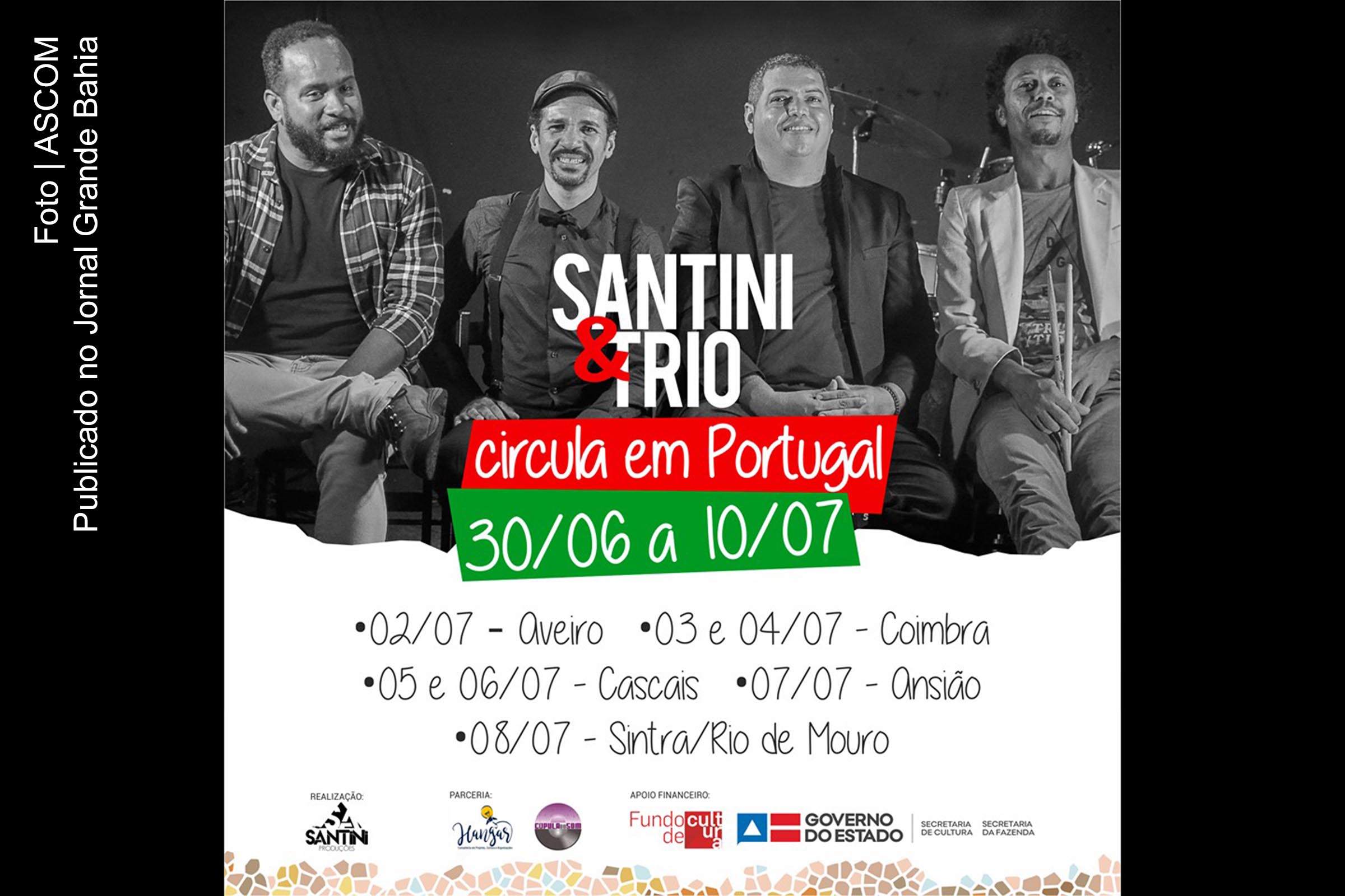Apresentações e rodas de conversas serão realizadas em seis cidades de Portugal pelo grupo musical Santini & Trio.