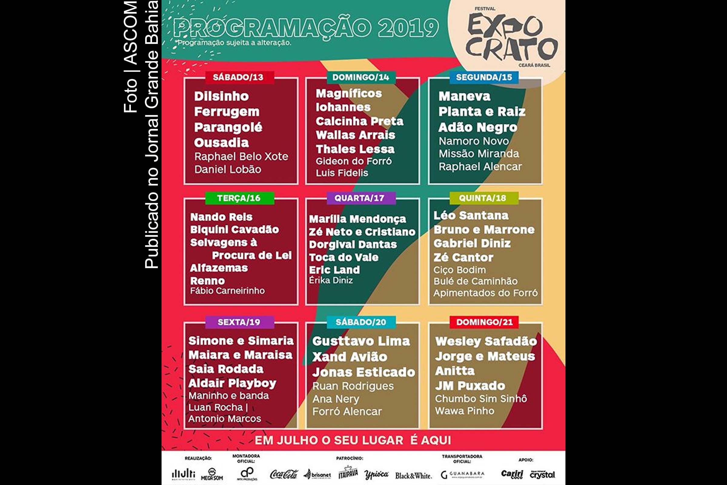 Cartaz anuncia programação do Expocrato 2019.
