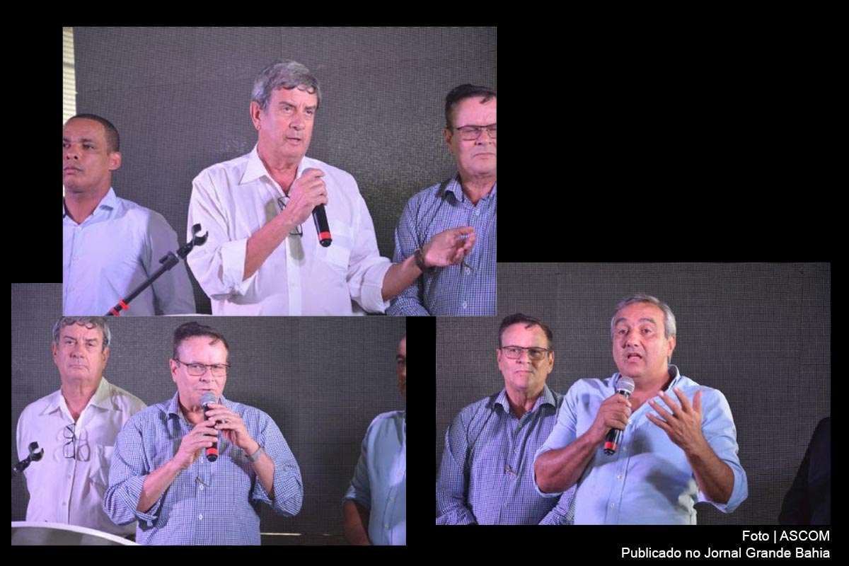 Prefeito Colbert Martins Filho, Antônio Carlos Borges Júnior, secretário do Trabalho, Turismo e Desenvolvimento Econômico de Feira de Santana e Elias Tergilene, presidente do Grupo UAI.