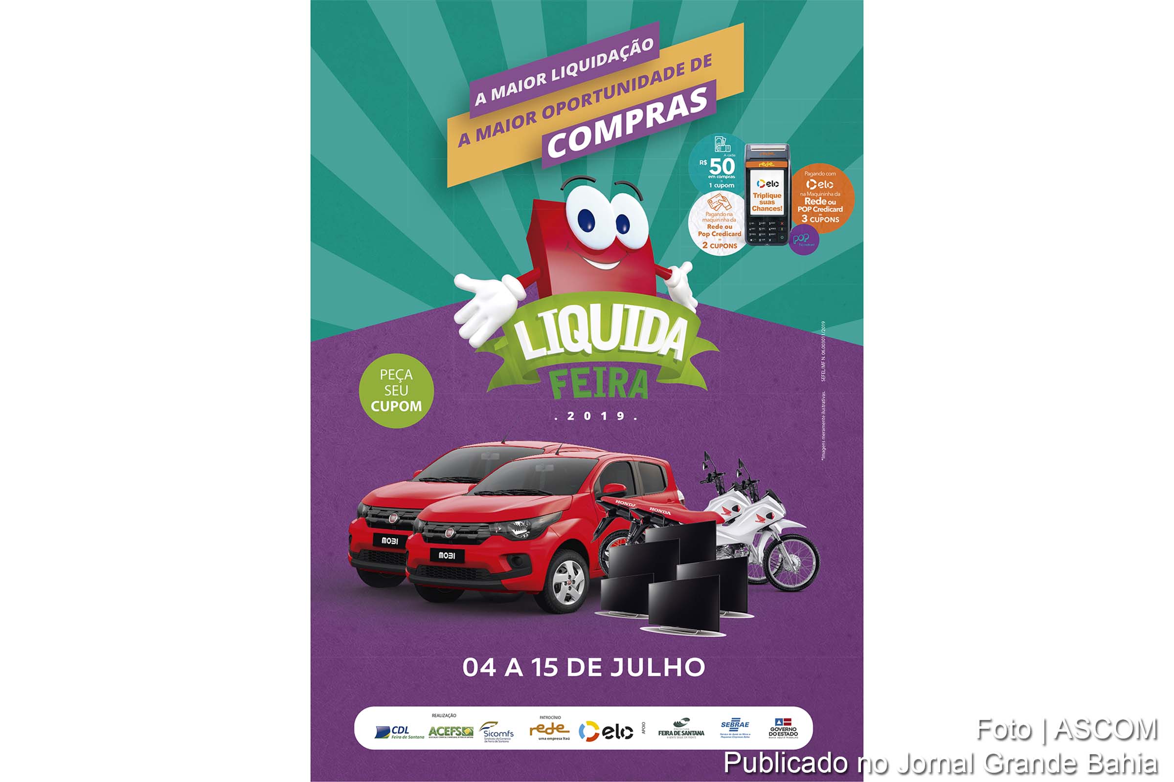 Cartaz anuncia edição 2019 da campanha 'Liquida Feira de Santana'.