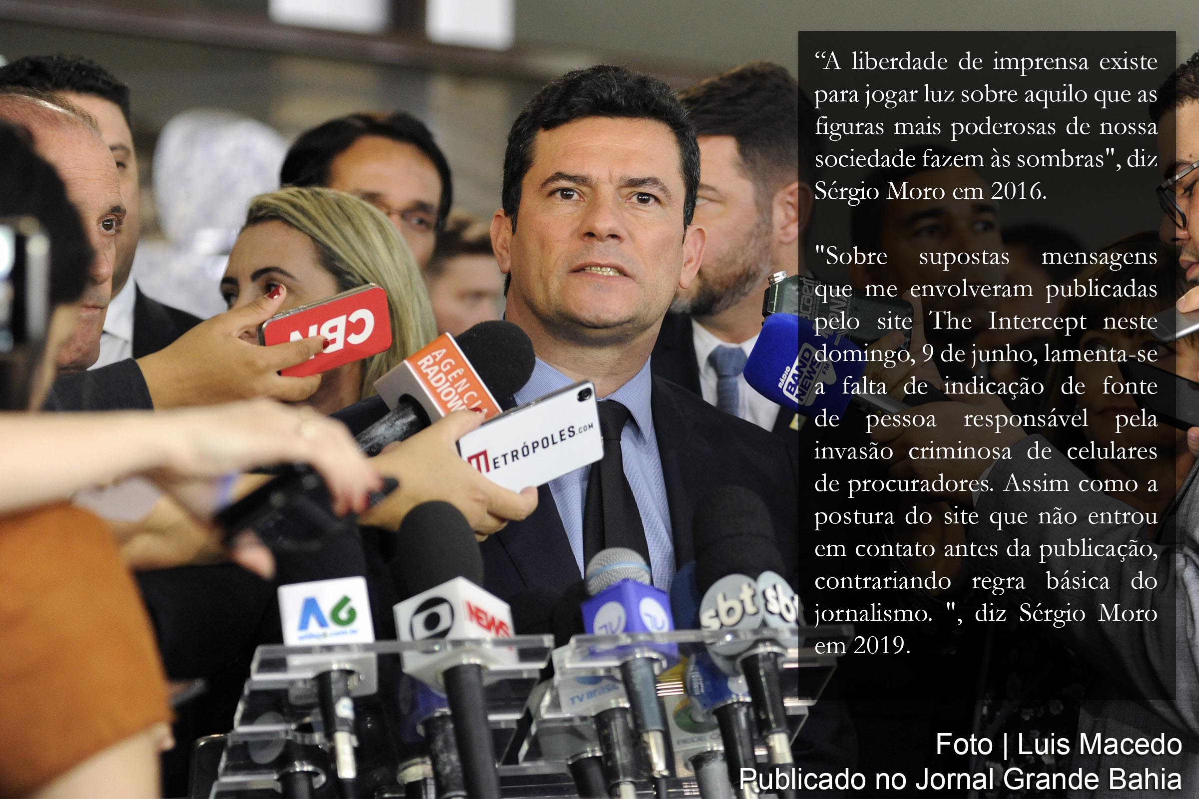 Sérgio Moro, ministro da Justiça e Segurança Pública do Governo Bolsonaro. Reportagens do The Intercept revelaram indício de conluio no processamento e julgamento das ações do Caso Lava Jato.