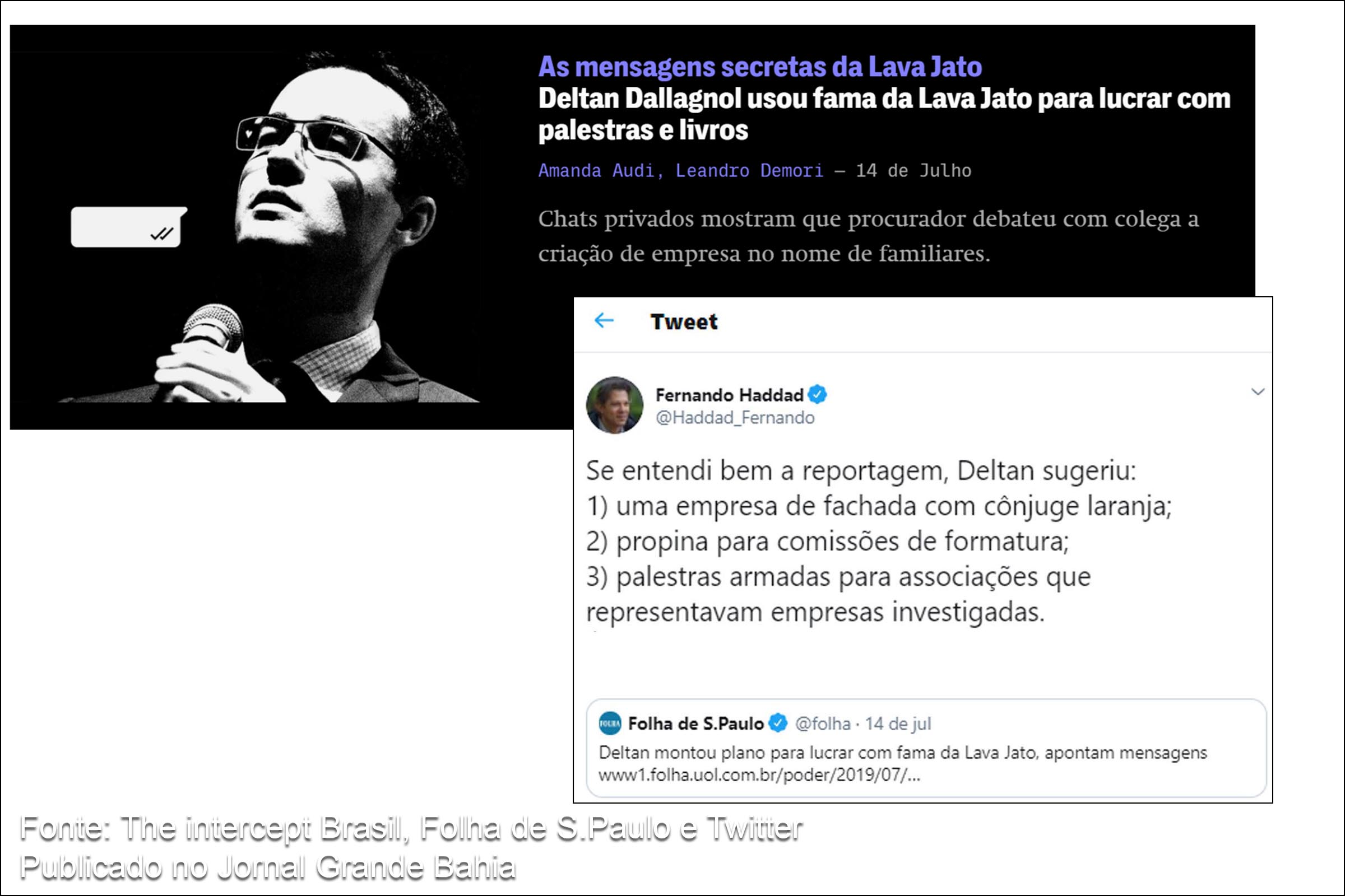 Mensagens reveladas pela Folha de S.Paulo e Intercept apontam que procurador da República discutiu criar e registrar empresa em nome da mulher para faturar com palestras. Deltan Dallagnol escreveu que esperava faturar R$ 400 mil com palestras em 2018. Conversas ainda mostram que ele usou funcionárias da procuradoria para organizar participação em eventos.
