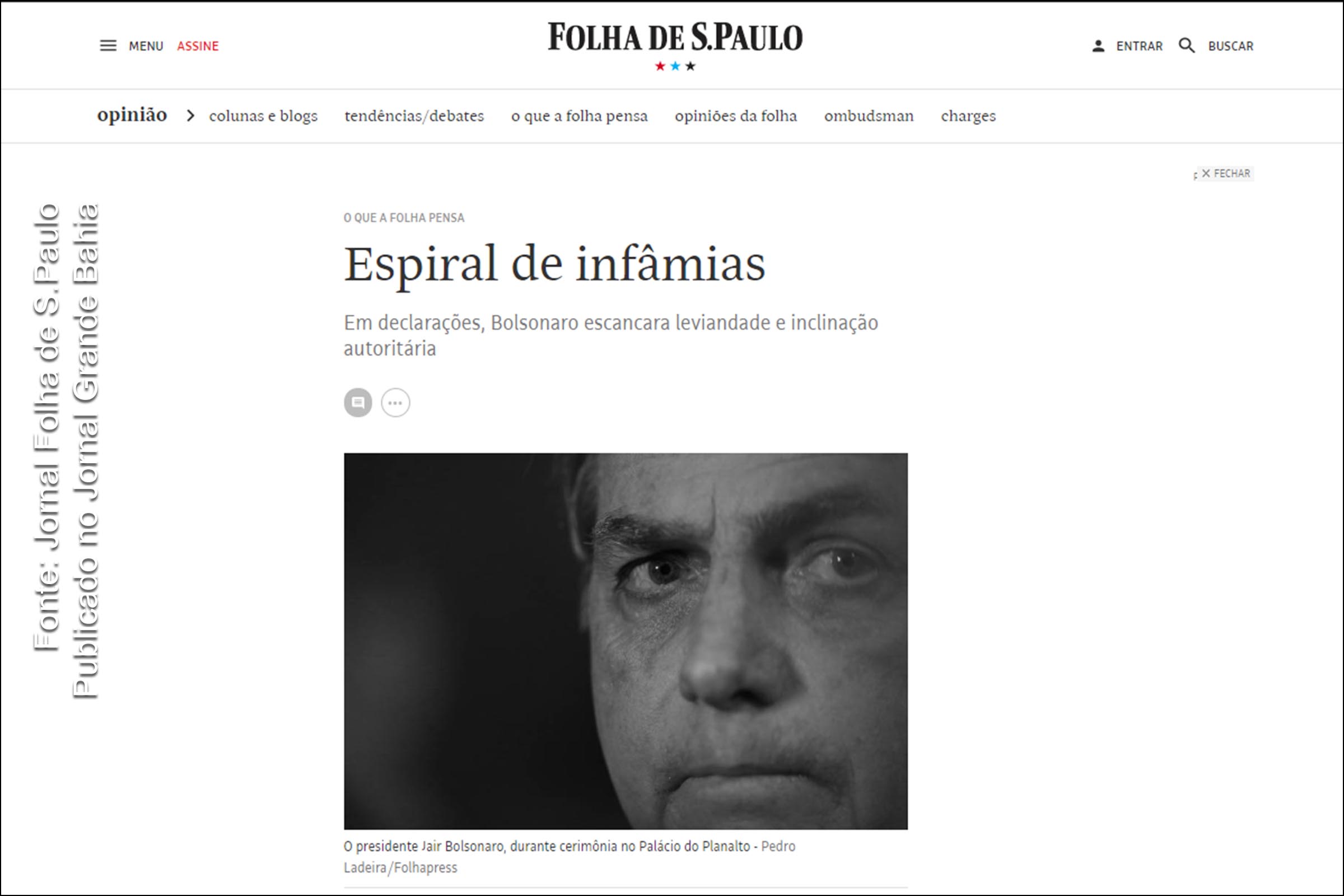 Espiral de infâmias | Editorial do Jornal Folha de S.Paulo