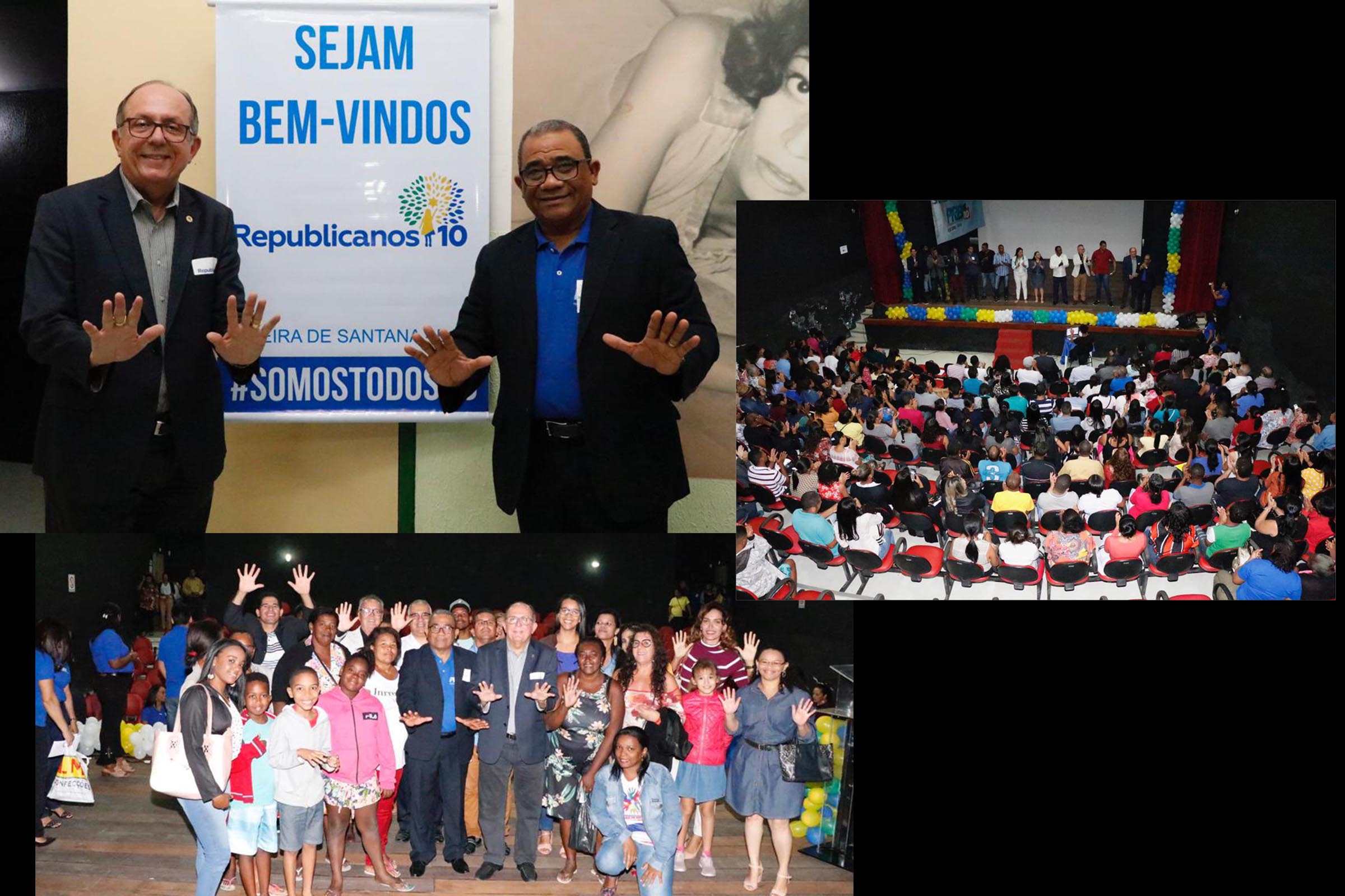 Em Feira de Santana, deputado José de Arimateia e o secretário municipal Eli Ribeiro coordenaram ato de filiação de partidários dos Republicanos. Atividade ocorreu na quinta-feira (22/08/2019).