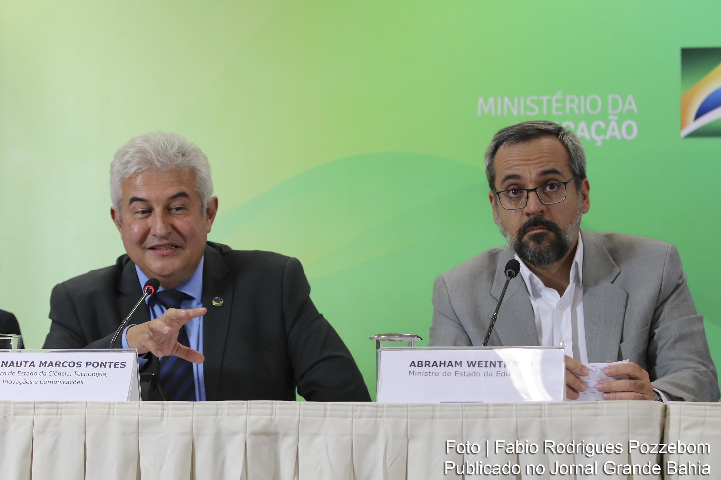 Ministro da Ciência, Marcos Pontes e Abraham Weintraub, ministro da Educação do Governo Bolsonaro.
