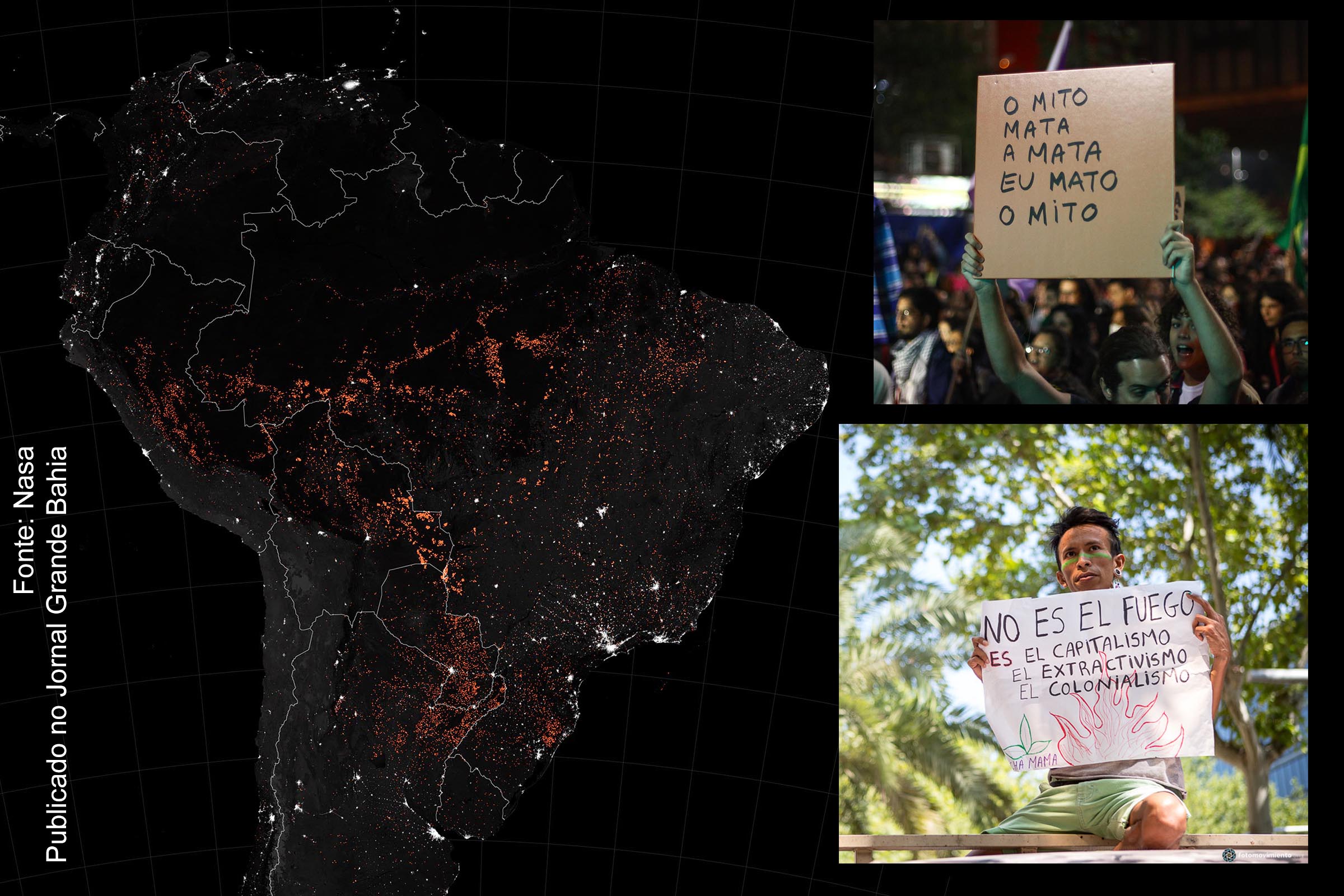 Nasa registra incêndios na Floresta Amazônia em 2019, enquanto cidadãos protestam cotra a exploração capitalista da Floresta Amazônica.