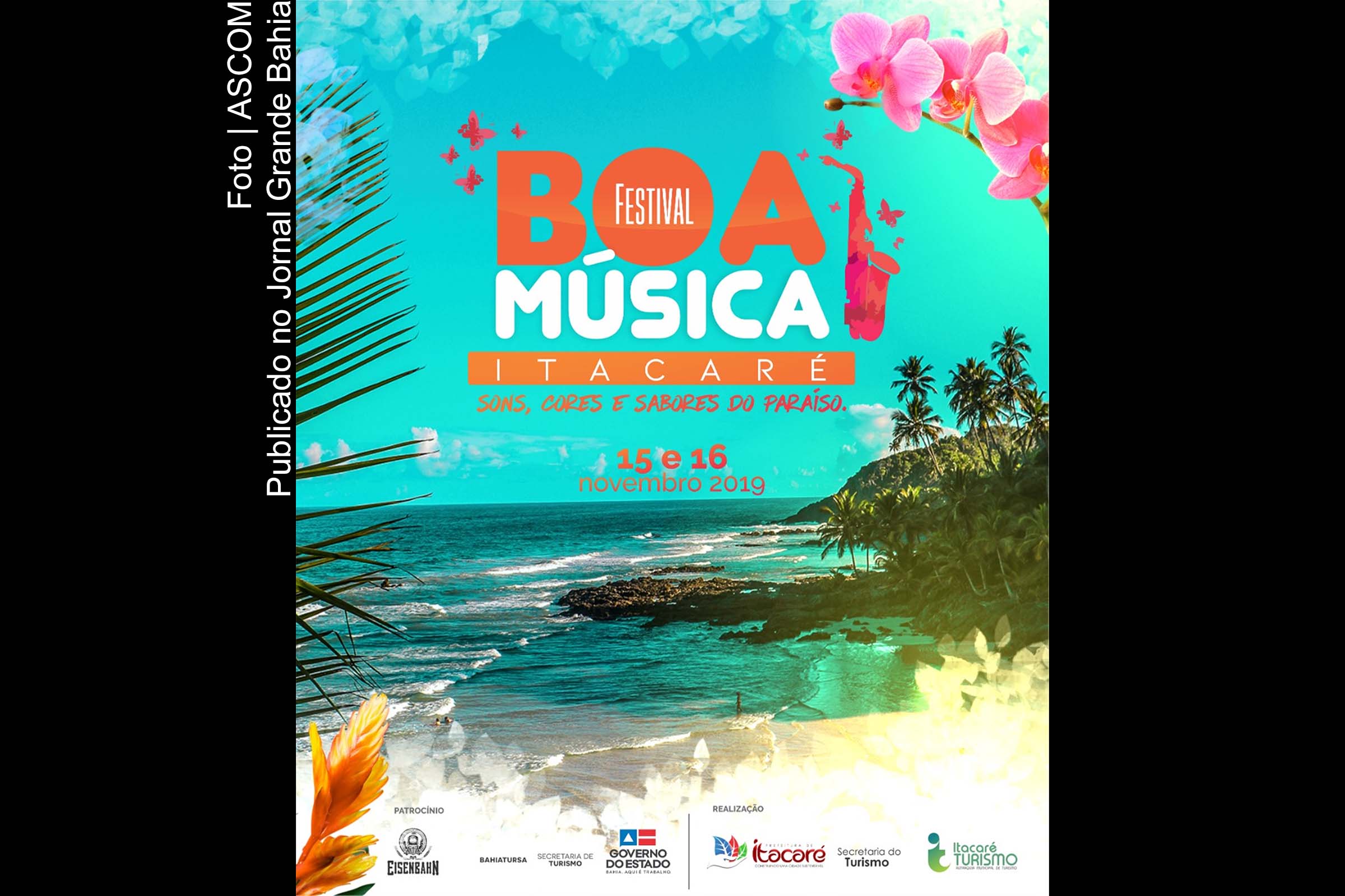 Cartaz anuncia Festival Boa Música de Itacaré.